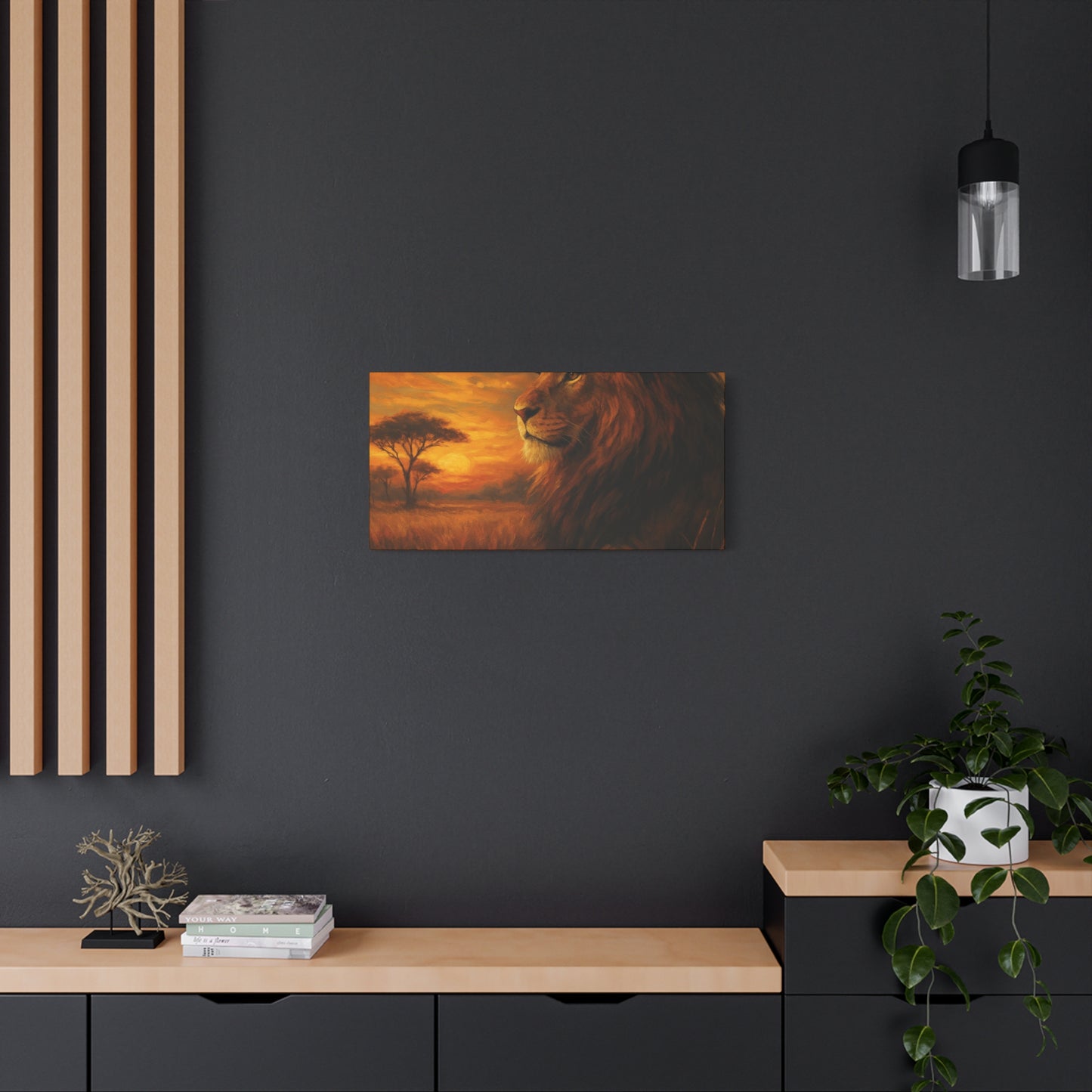 King of the Savanna - Lion Sunset Canvas