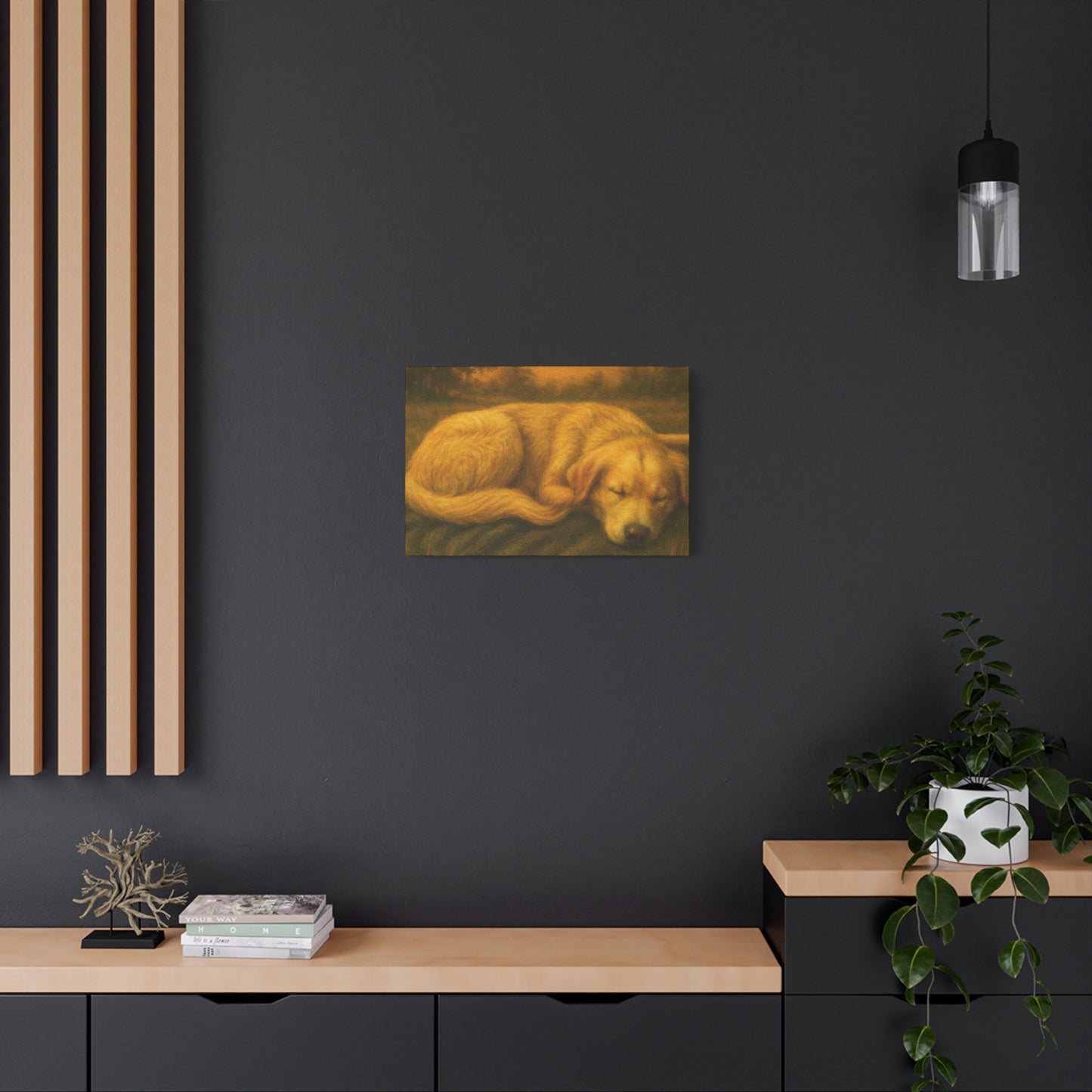 Golden Retriever Art Canvas Print, Dog Lovers Decor, Warm Home Wall Art, Gift for Pet Owners, Relaxing Pet Artwork
