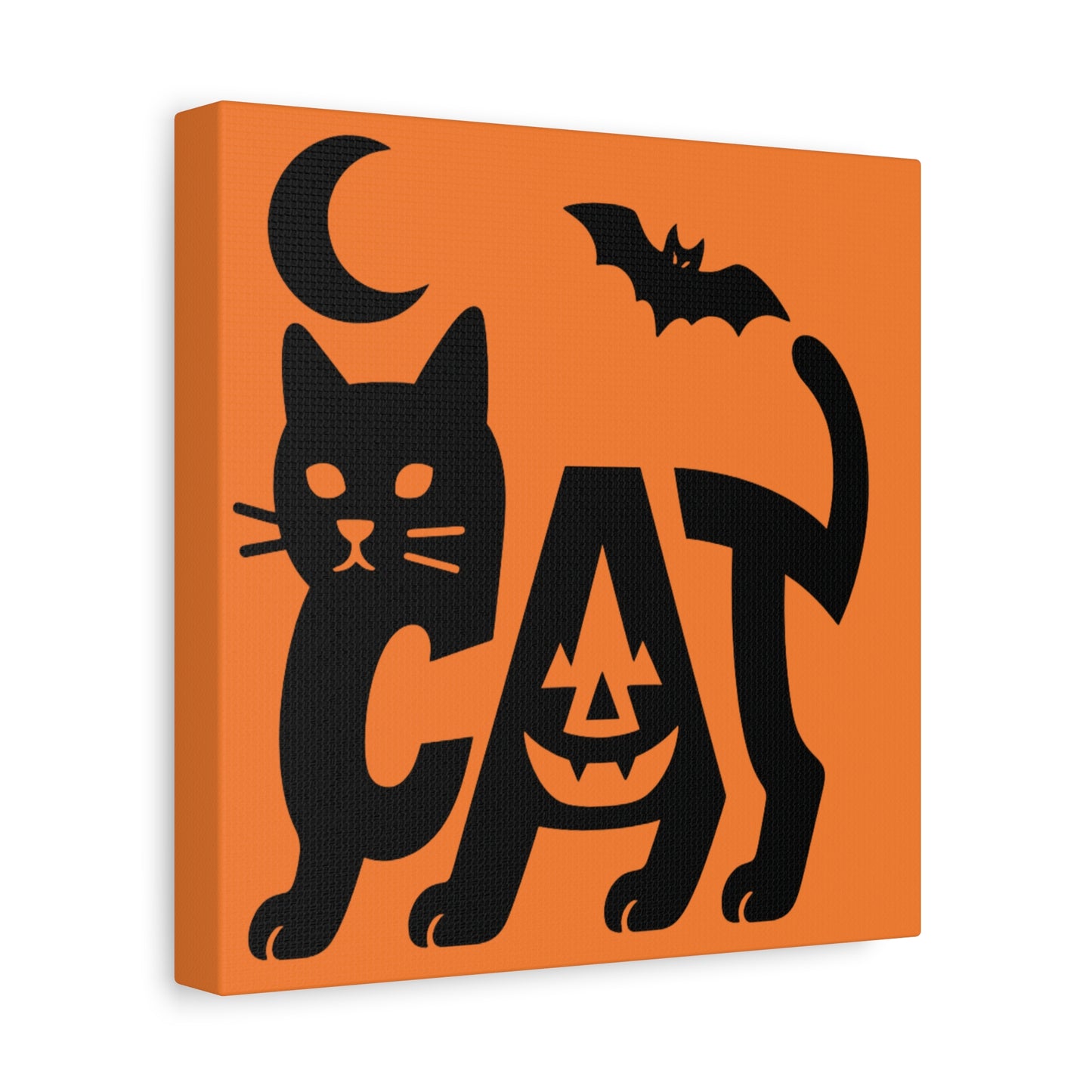 Halloween Cat Canvas Wall Art, Spooky Home Decor, Autumn Accent, Cat Lover Gift, Seasonal Wall Decor, Pumpkin Design