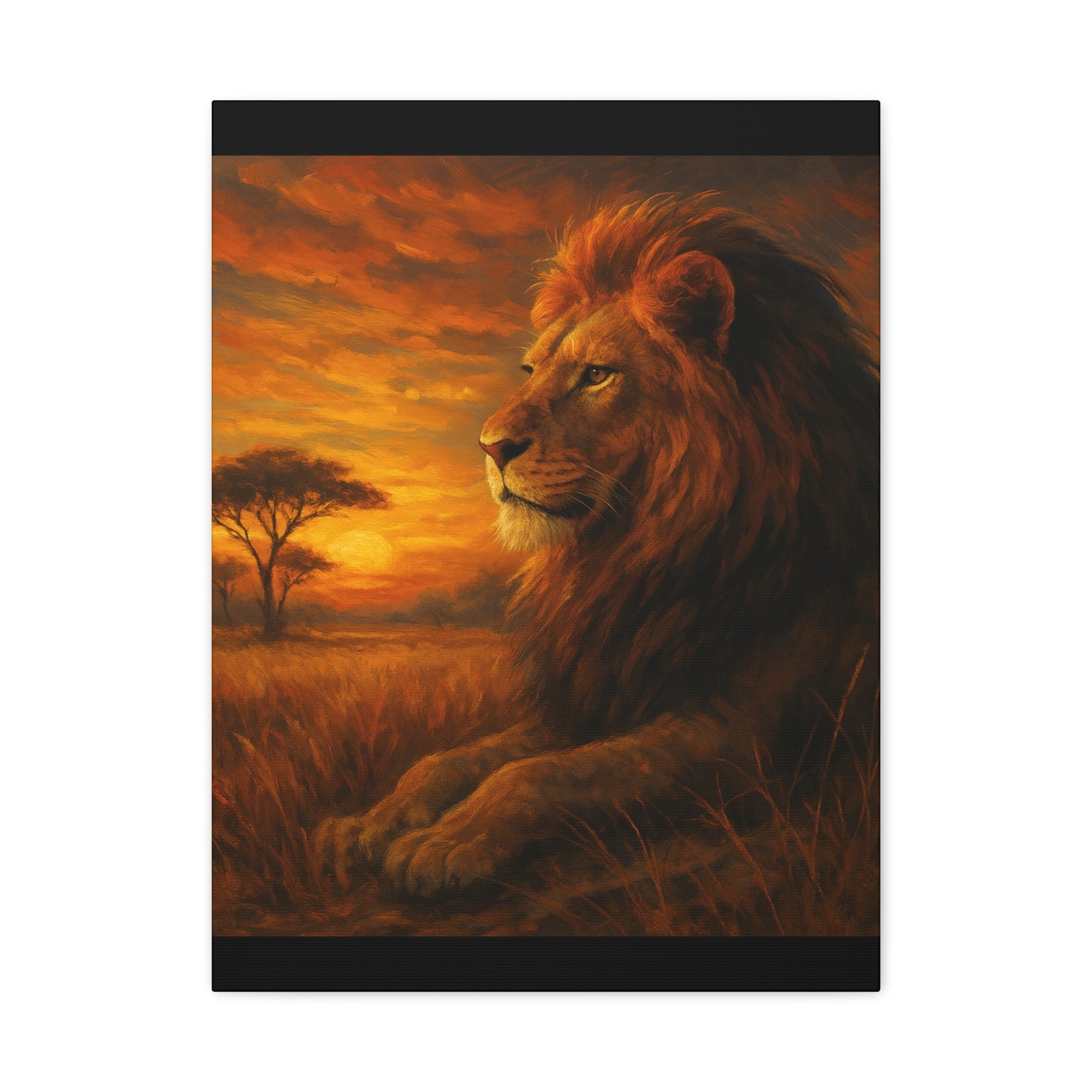 King of the Savanna - Lion Sunset Canvas