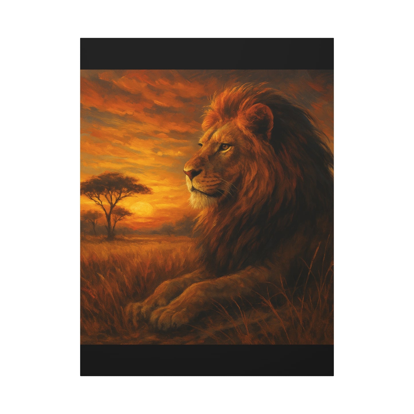 King of the Savanna - Lion Sunset Canvas