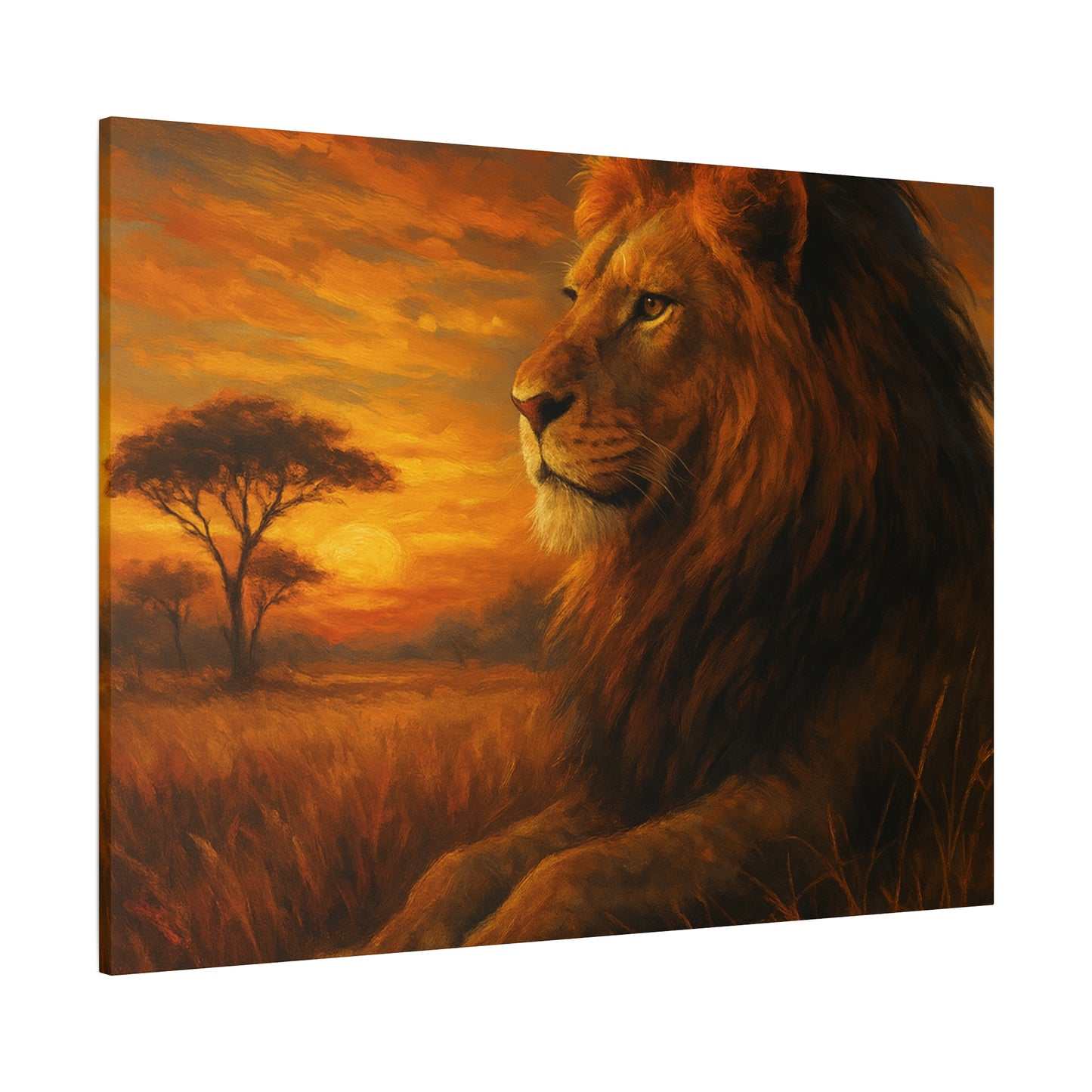 King of the Savanna - Lion Sunset Canvas