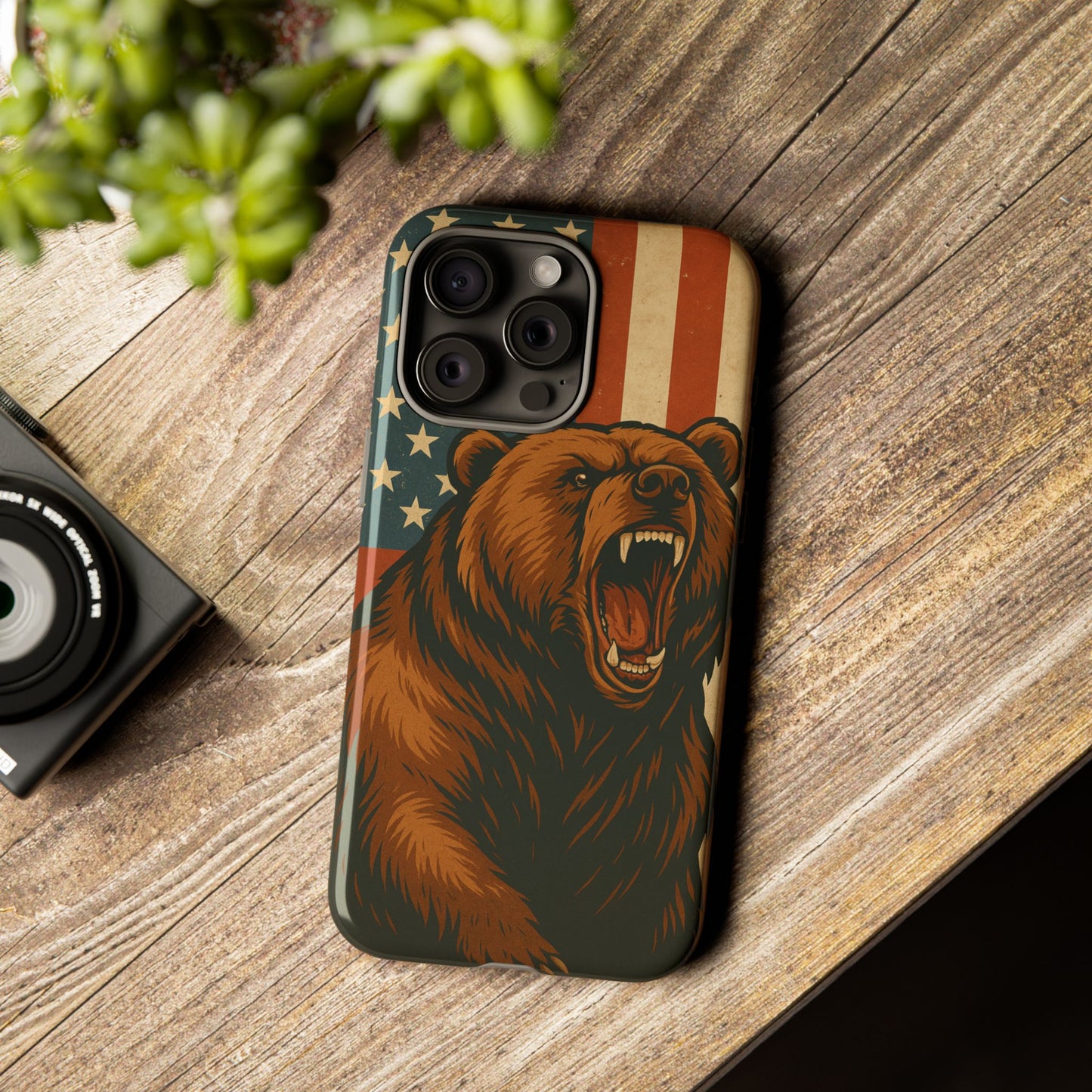 Tough Cases - Patriotic Bear Phone Case, Custom Phone Cover, Strong Protective Case, USA Flag Design, Gift for Outdoors Lovers
