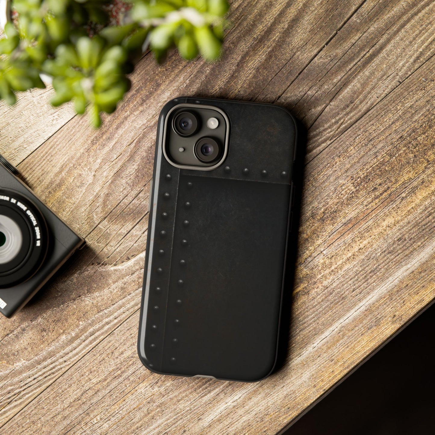 Steel & Smoke – Riveted Shadows Phone Case