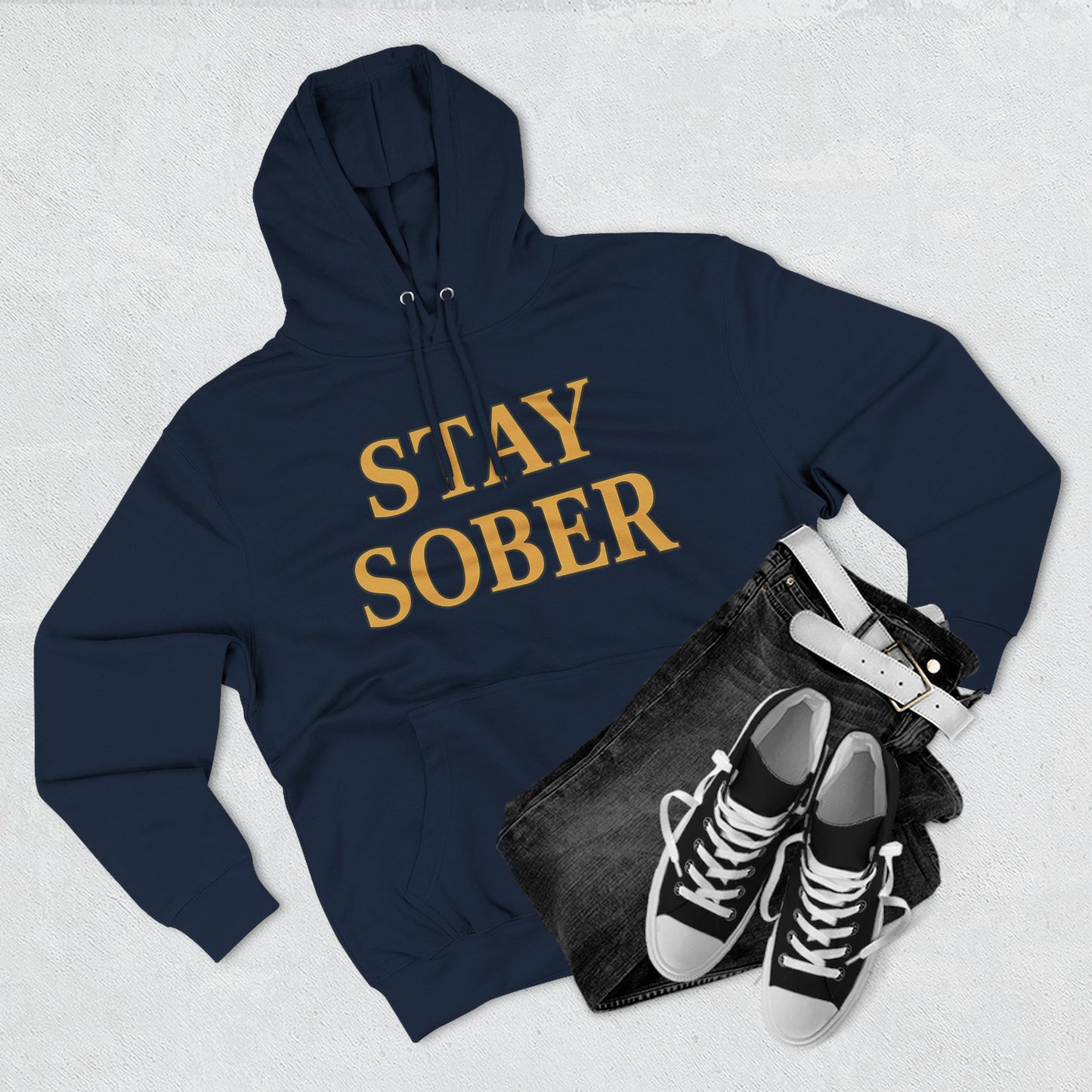 Stay Sober x Faith Hoodie – Gold & Black Christian Recovery Design