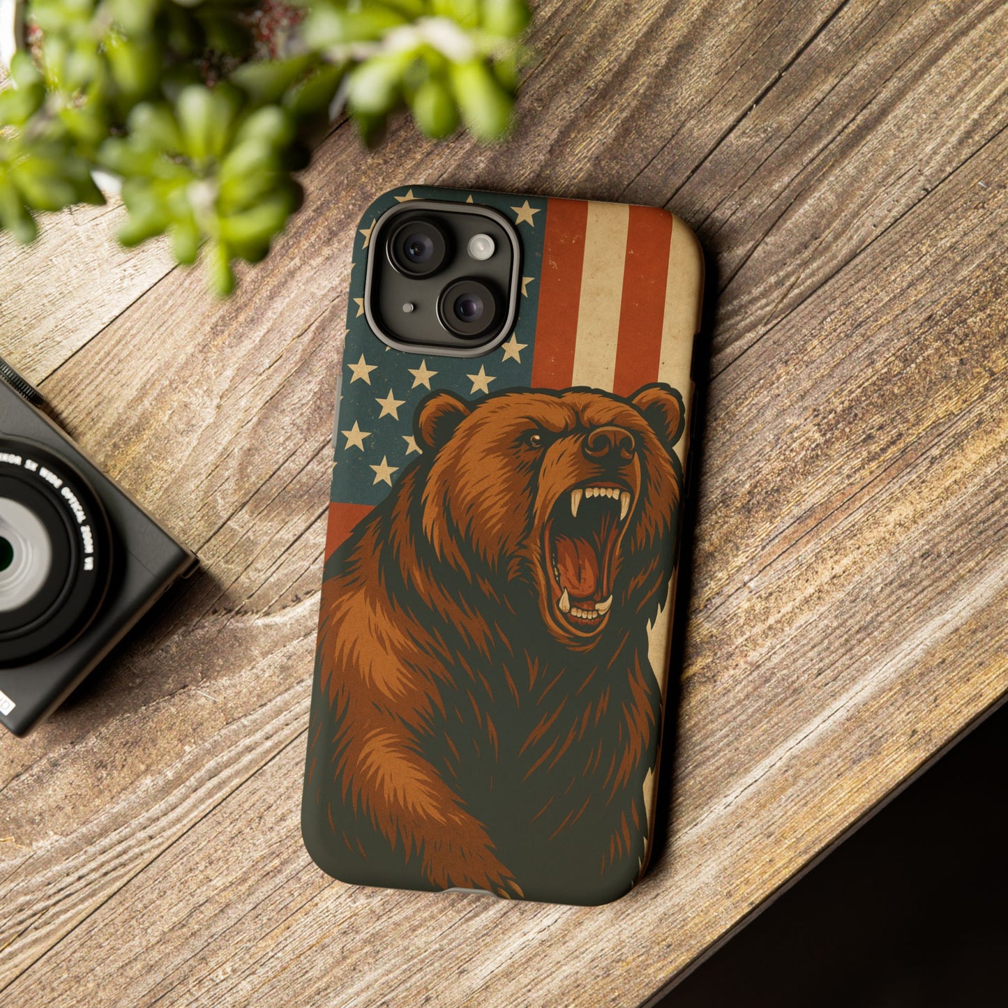 Tough Cases - Patriotic Bear Phone Case, Custom Phone Cover, Strong Protective Case, USA Flag Design, Gift for Outdoors Lovers