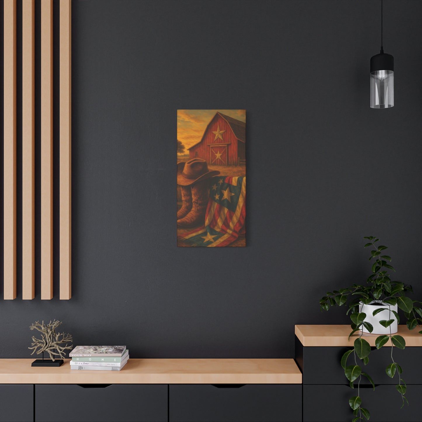 Rustic Canvas Art Print, Western Decor, Cowboy Hat and Boots, Americana Wall Art, Perfect Gift for Country Lovers