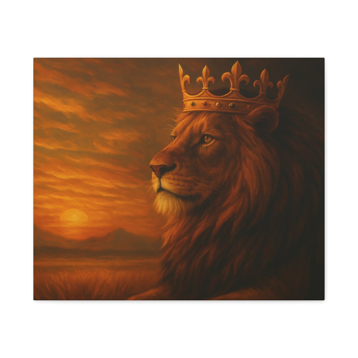 Majestic Lion Canvas Print, Animal Wall Art, Home Decor, Crowned Lion Artwork, Gift for Animal Lovers, Safari Themed Room