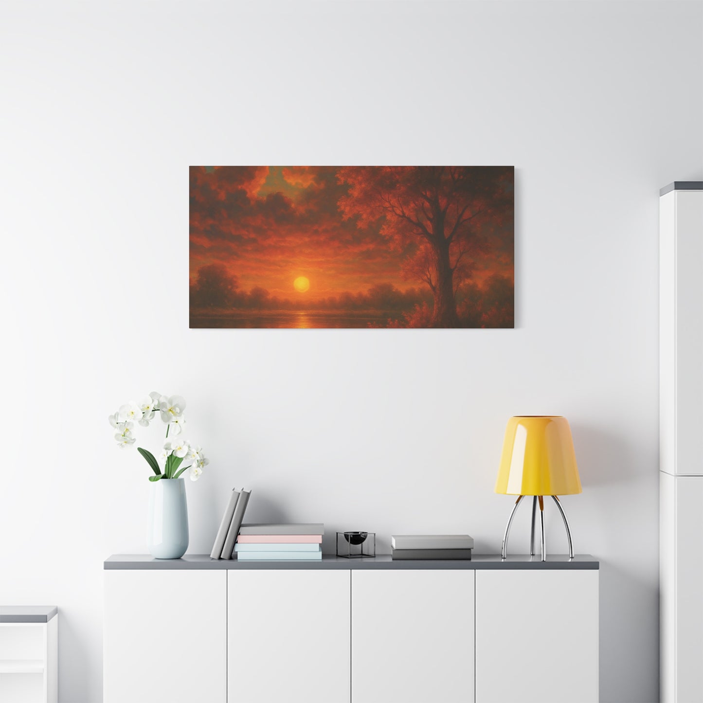 Serene Sunset Canvas Wall Art, Nature Decor, Home Aesthetic, Gift for Art Lovers, Inspiring Wall Hanging, Living Room Decoration