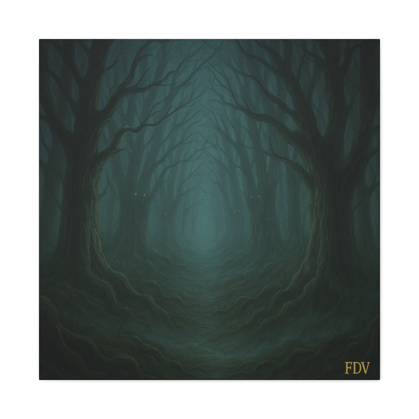 Eerie Forest Canvas Art, Spooky Home Decor, Dark Wall Hanging, Halloween Wall Art, Unique Gift for Nature Lovers, Gothic Decor