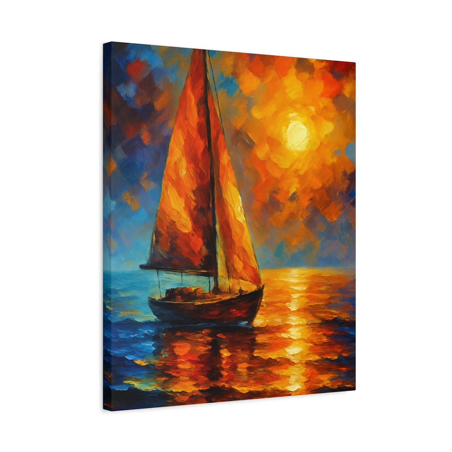 Canvas Art Print, Nautical Wall Decor, Sailboat Painting, Ocean Sunset, Home Decoration, Coastal Art