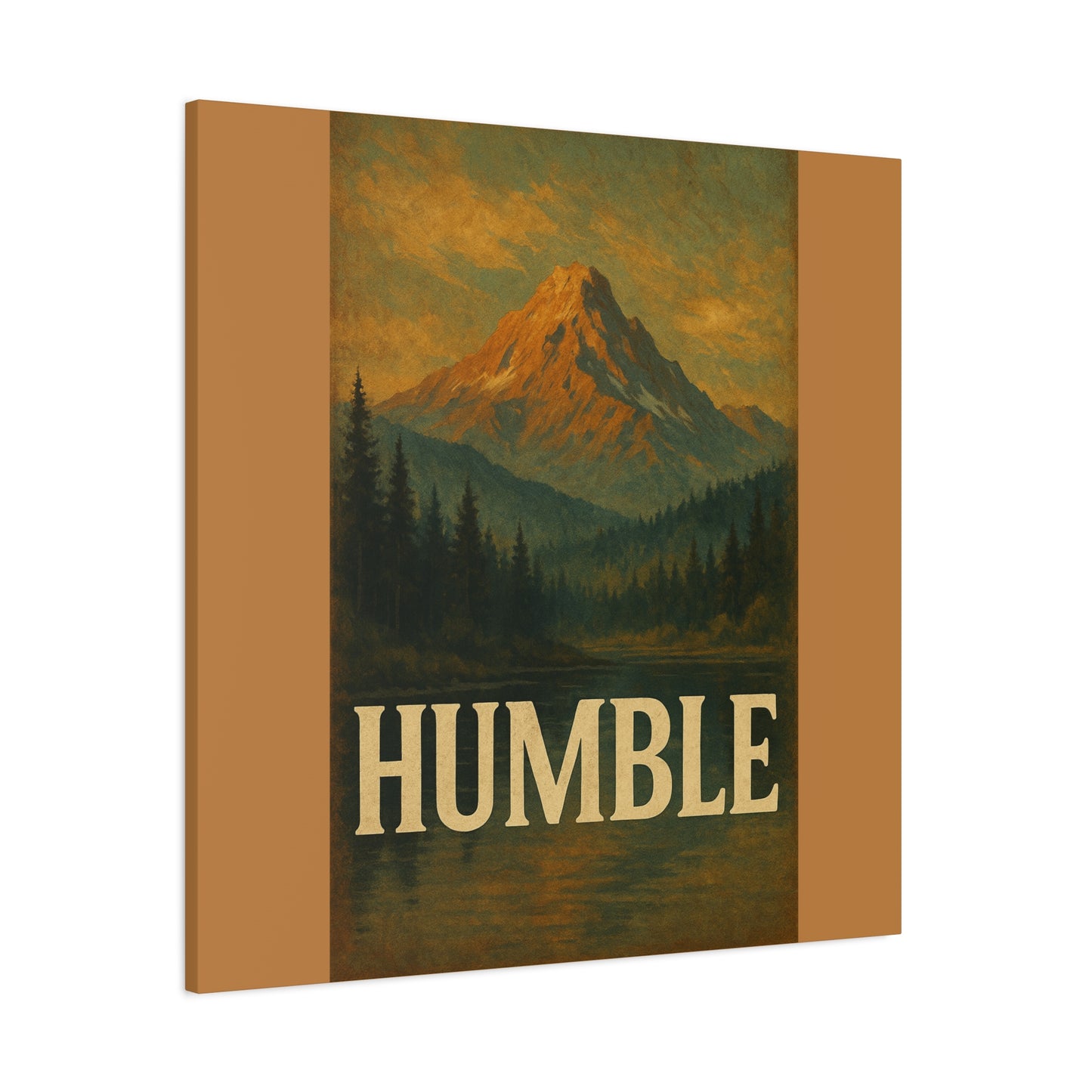 Humble Canvas Wall Art, Rustic Home Decor, Mountain Landscape Art, Inspirational Quotes Wall Art, Nature-Inspired Gift