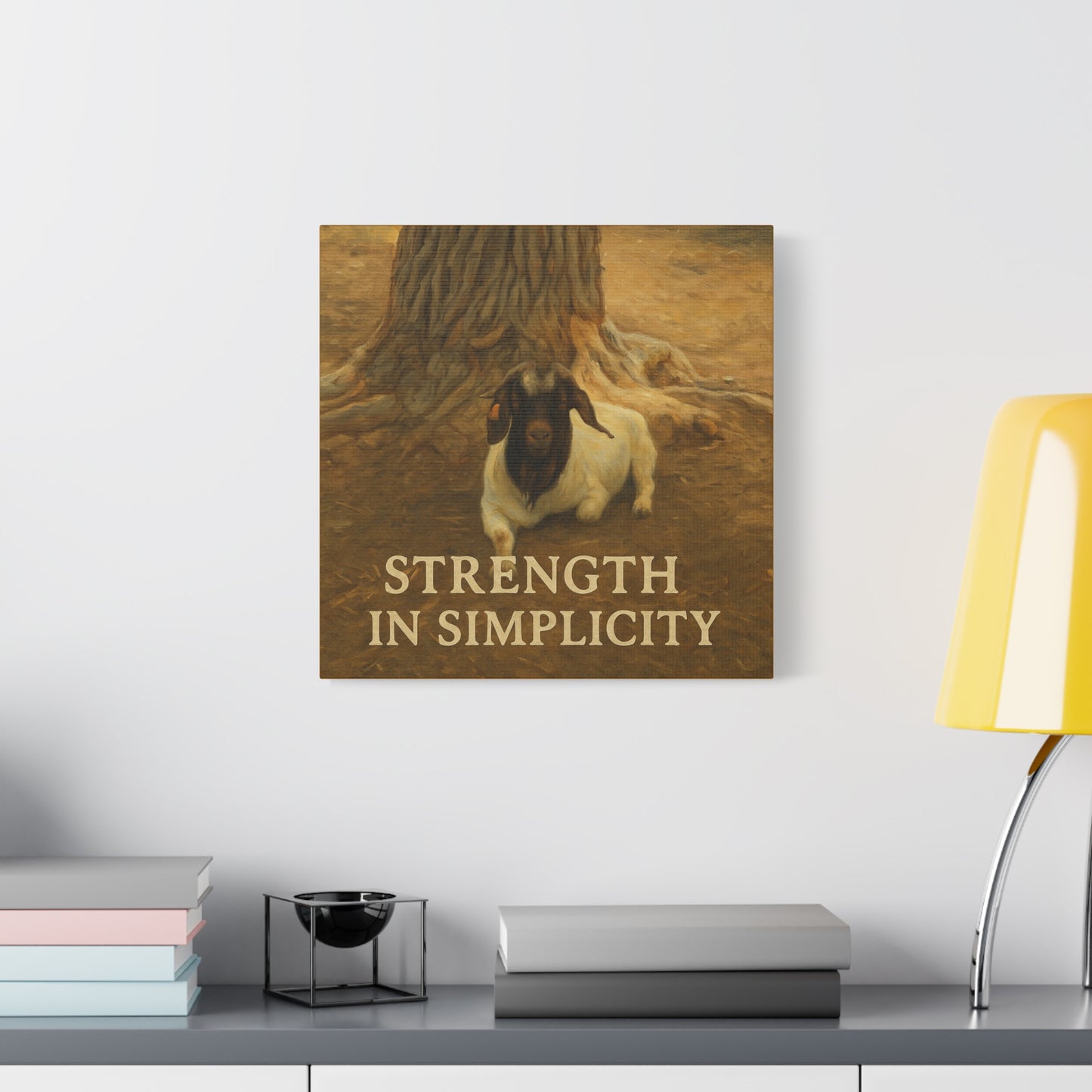 Rustic Goat Canvas Wall Art, Strength in Simplicity Decor, Farmhouse Style, Nature Lovers Gift, Art for Home