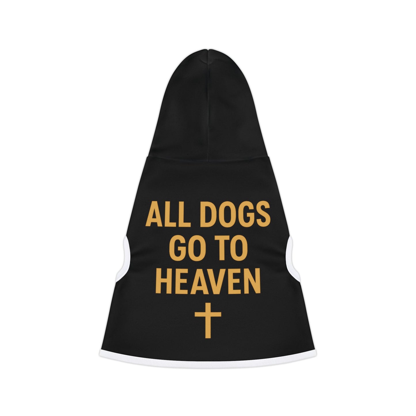 All Dogs Go to Heaven Pet Hoodie – Inspirational Gold Cross Dog & Cat Outfit