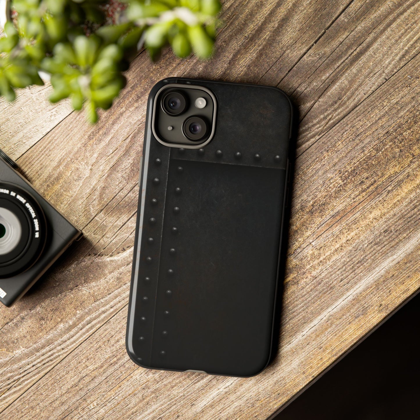 Steel & Smoke – Riveted Shadows Phone Case