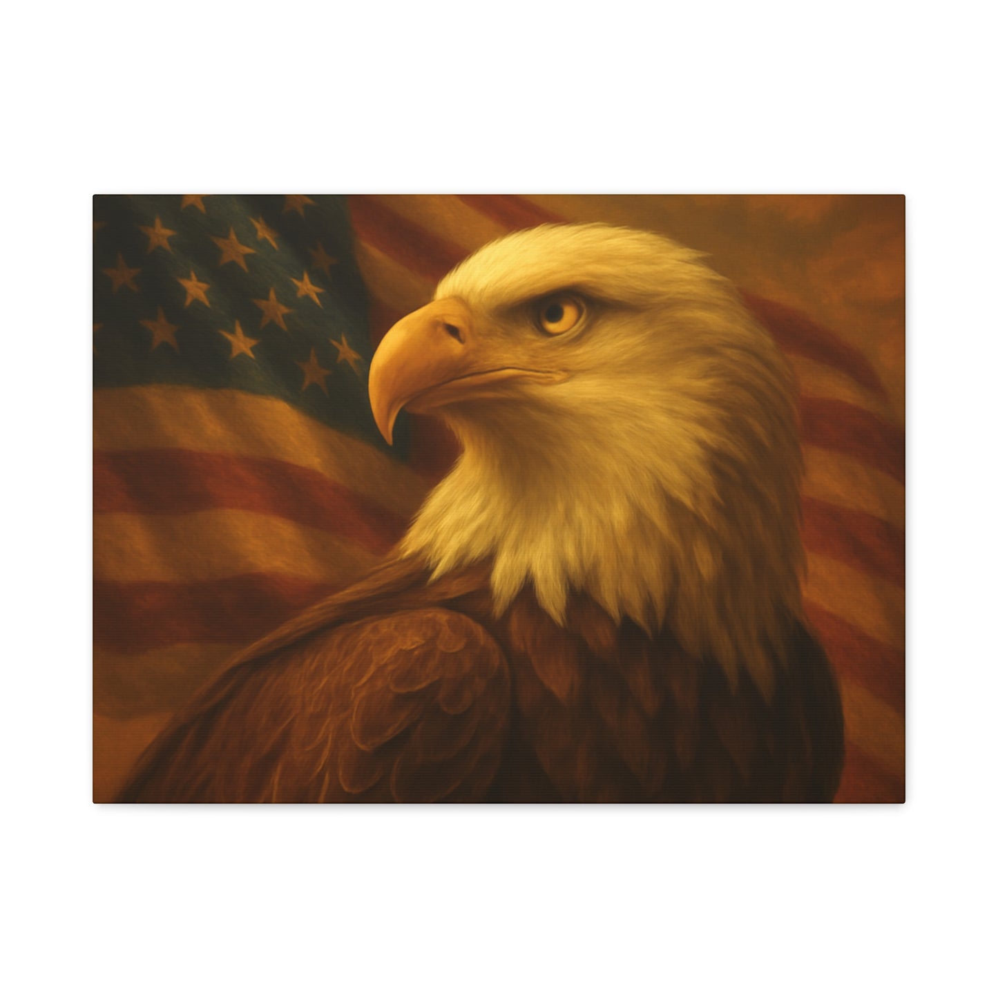 Patriotic Eagle Canvas Wall Art - American Flag Decor, Home Office, Gift for Veterans, National Holidays, Wall Decor
