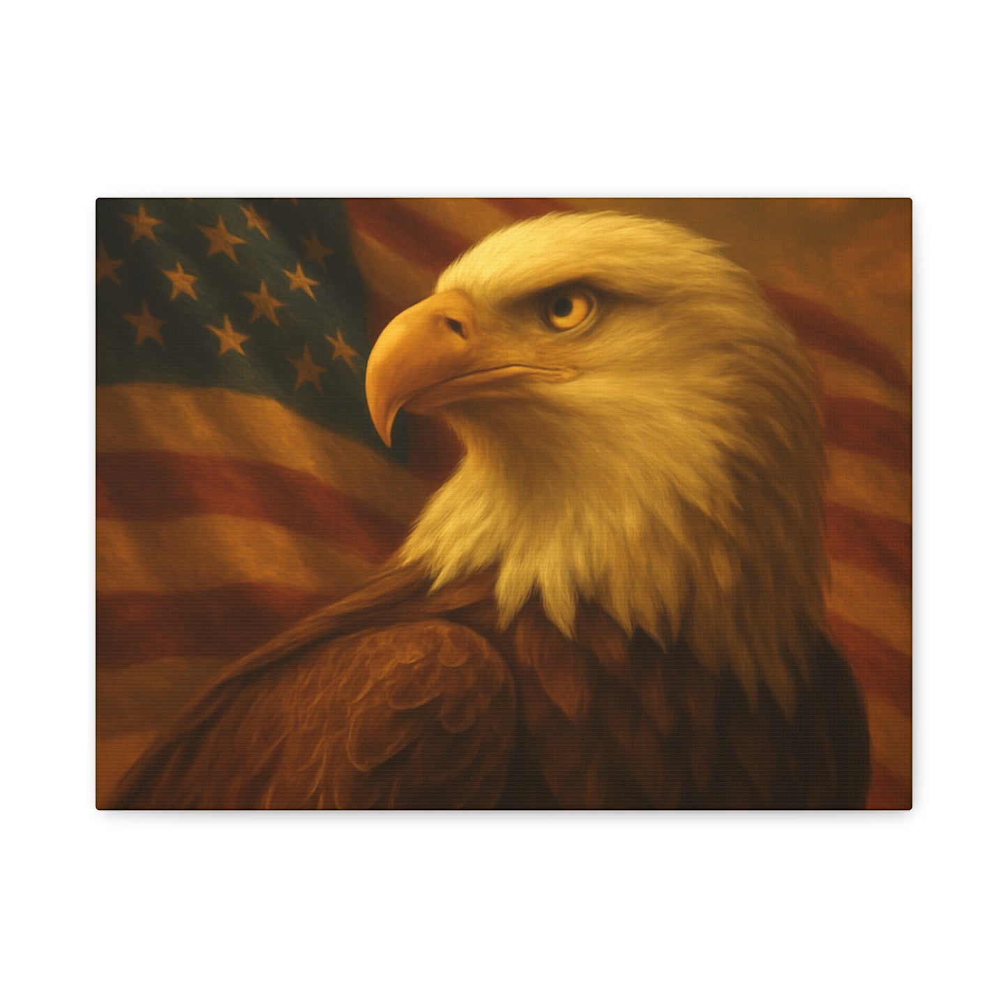 Patriotic Eagle Canvas Wall Art - American Flag Decor, Home Office, Gift for Veterans, National Holidays, Wall Decor