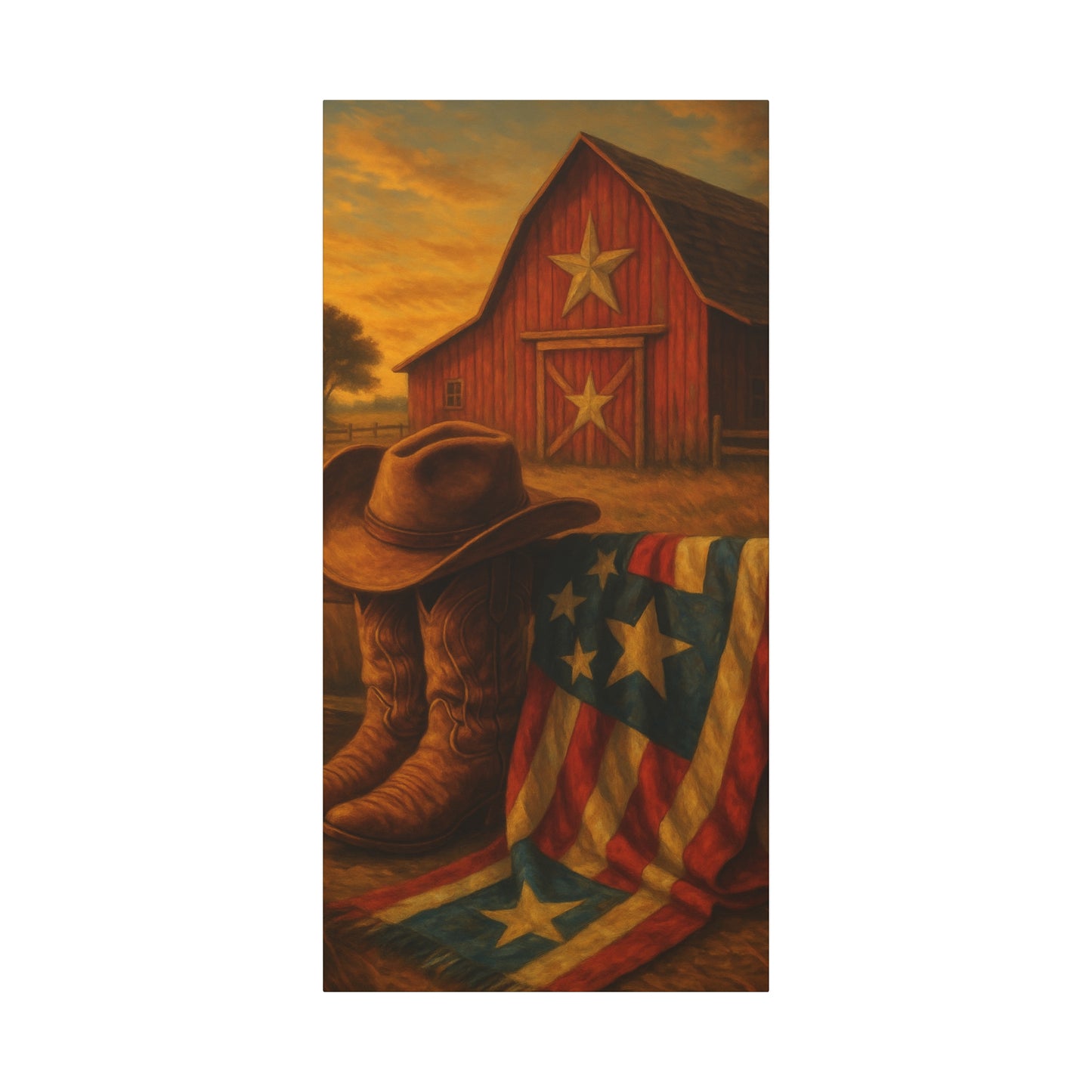 Rustic Canvas Art Print, Western Decor, Cowboy Hat and Boots, Americana Wall Art, Perfect Gift for Country Lovers