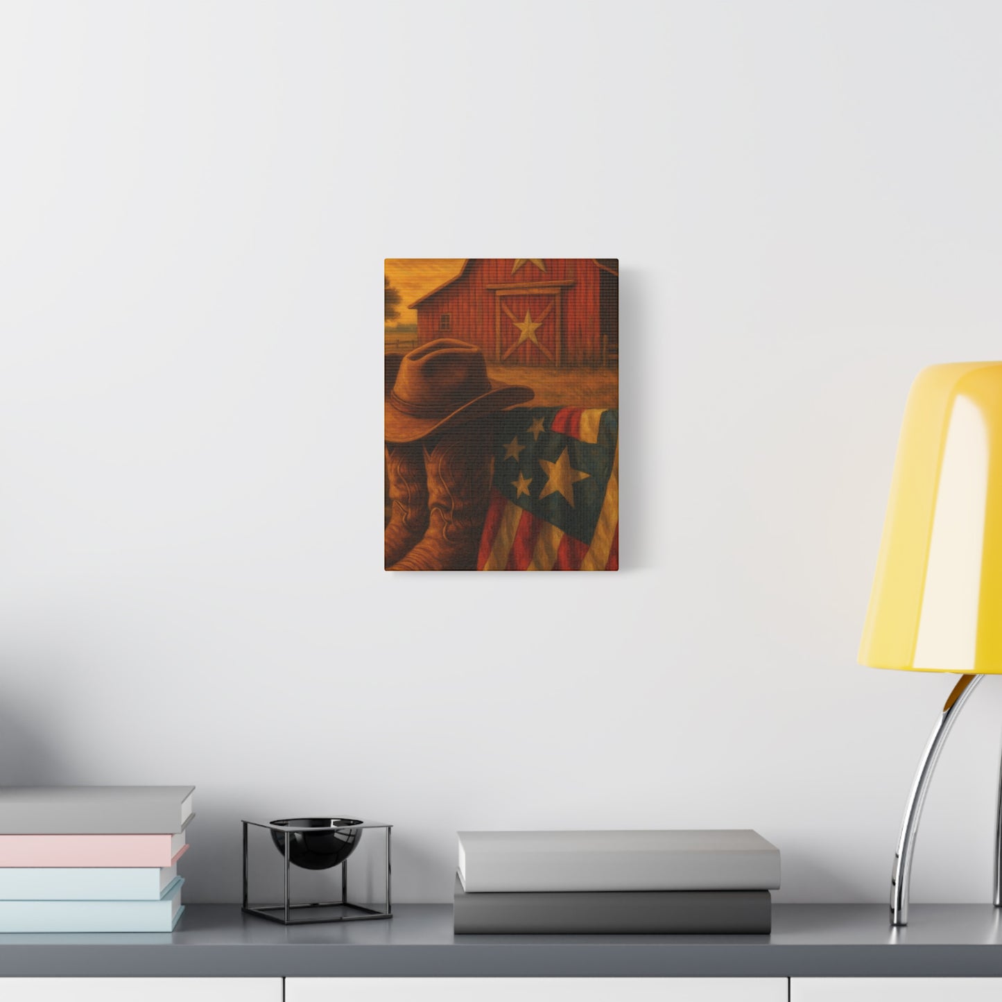 Rustic Canvas Art Print, Western Decor, Cowboy Hat and Boots, Americana Wall Art, Perfect Gift for Country Lovers