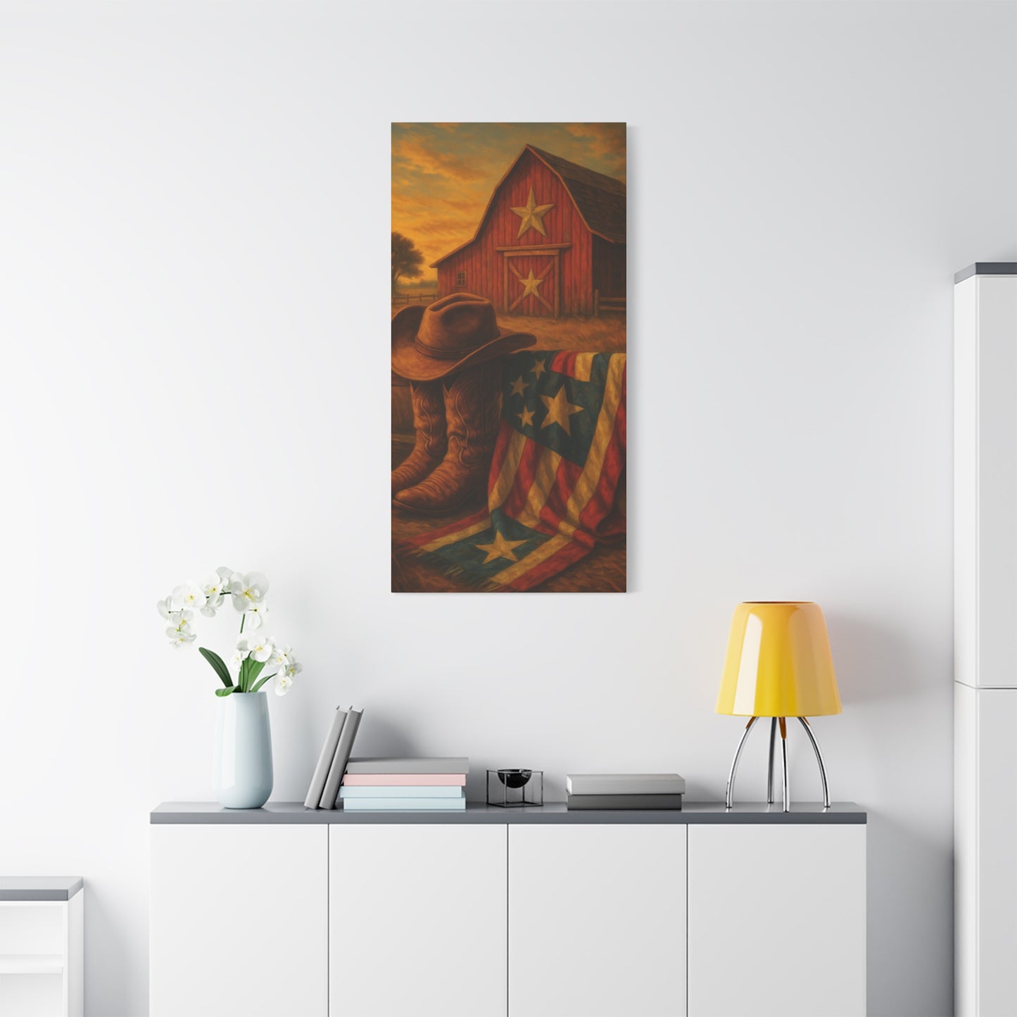 Rustic Canvas Art Print, Western Decor, Cowboy Hat and Boots, Americana Wall Art, Perfect Gift for Country Lovers