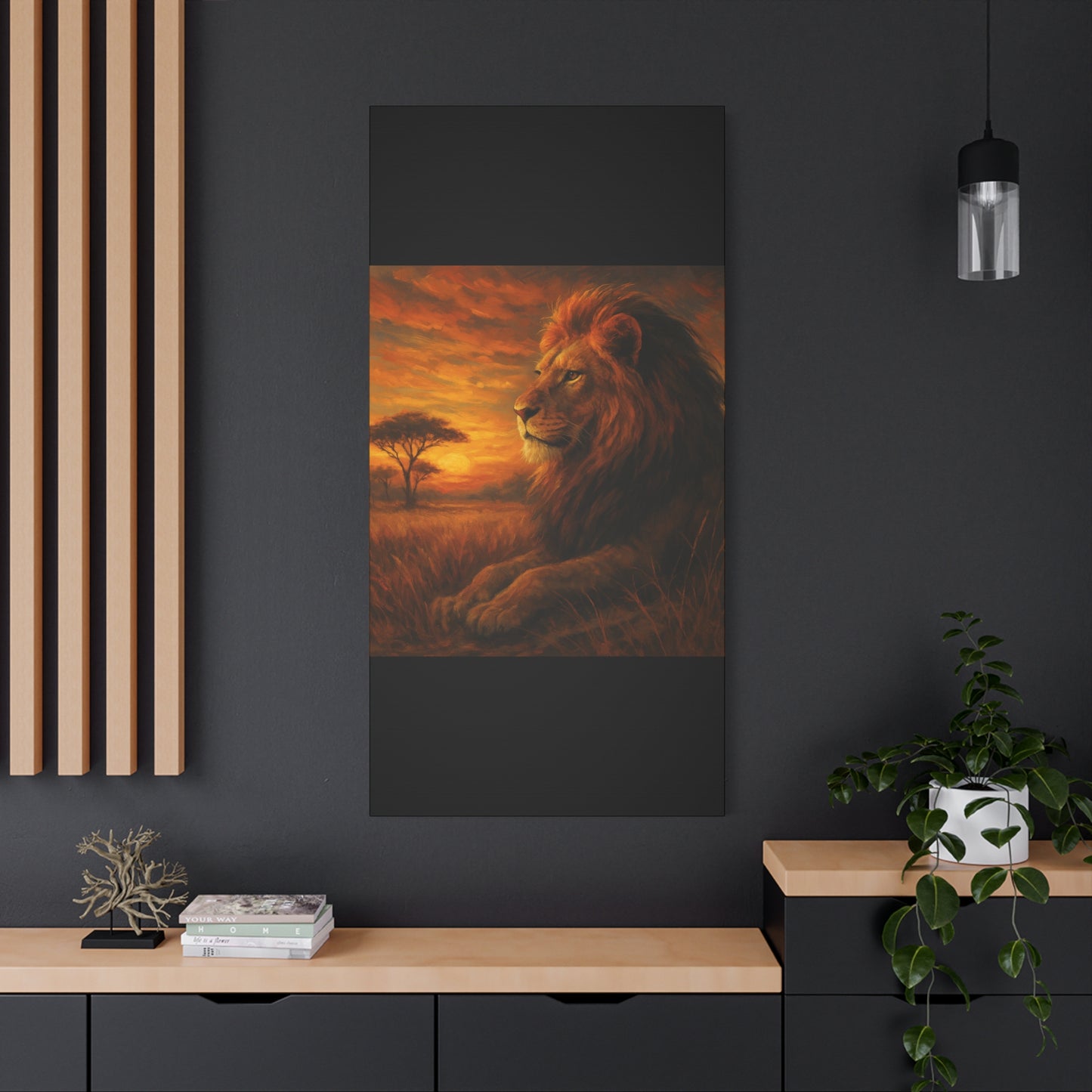King of the Savanna - Lion Sunset Canvas