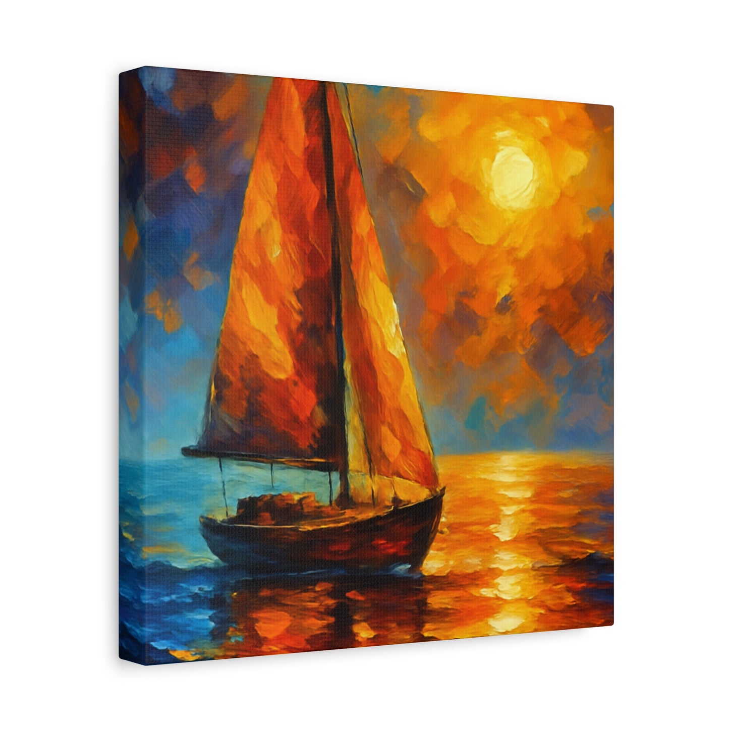Canvas Art Print, Nautical Wall Decor, Sailboat Painting, Ocean Sunset, Home Decoration, Coastal Art