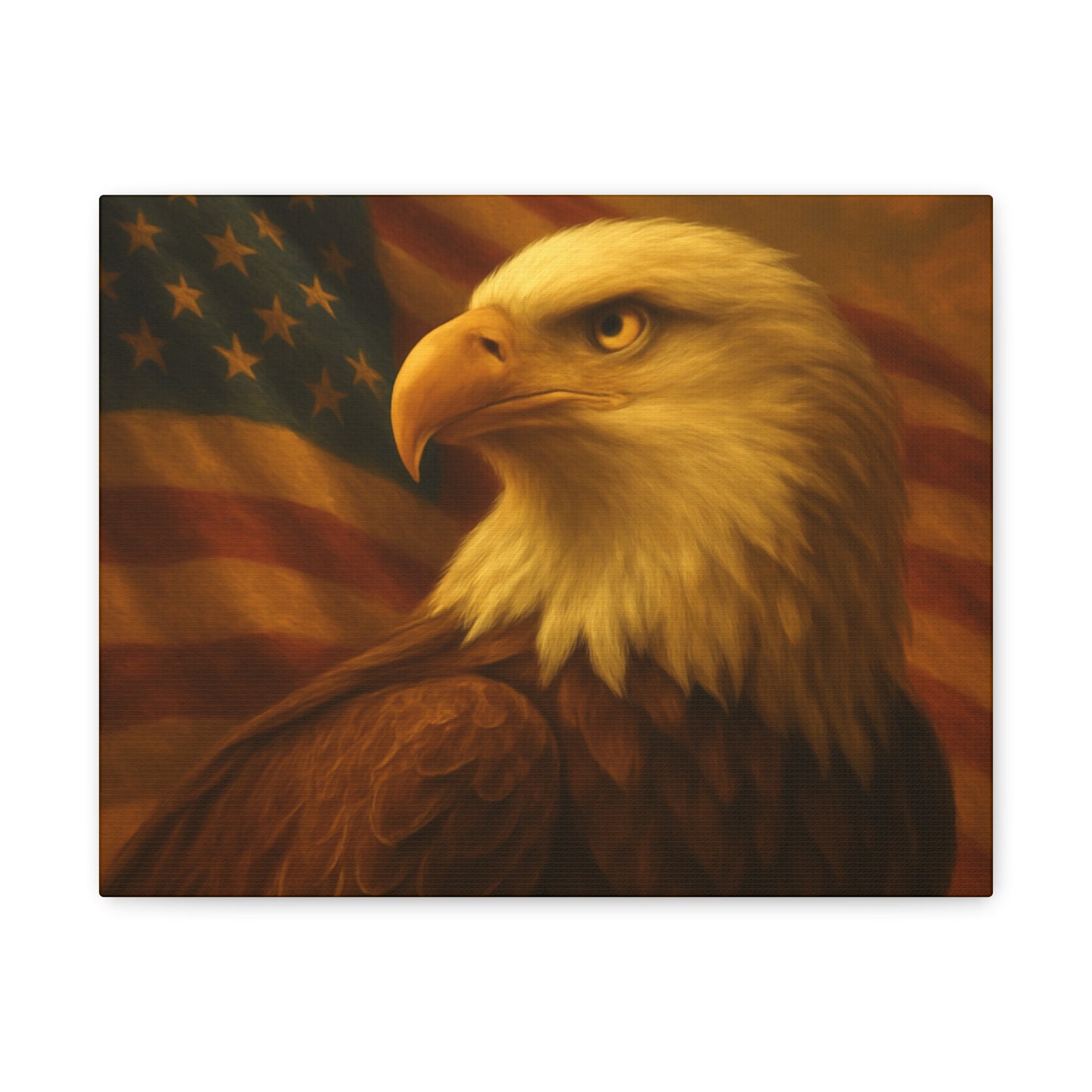 Patriotic Eagle Canvas Wall Art - American Flag Decor, Home Office, Gift for Veterans, National Holidays, Wall Decor