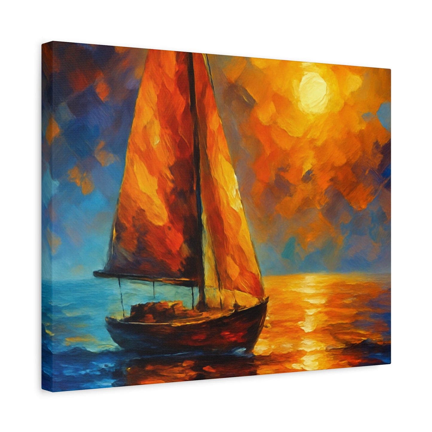 Canvas Art Print, Nautical Wall Decor, Sailboat Painting, Ocean Sunset, Home Decoration, Coastal Art