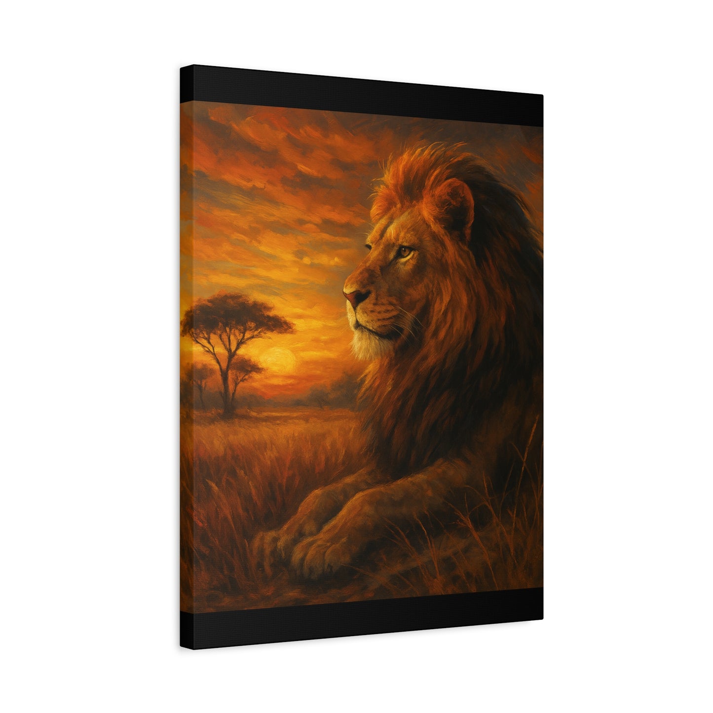 King of the Savanna - Lion Sunset Canvas