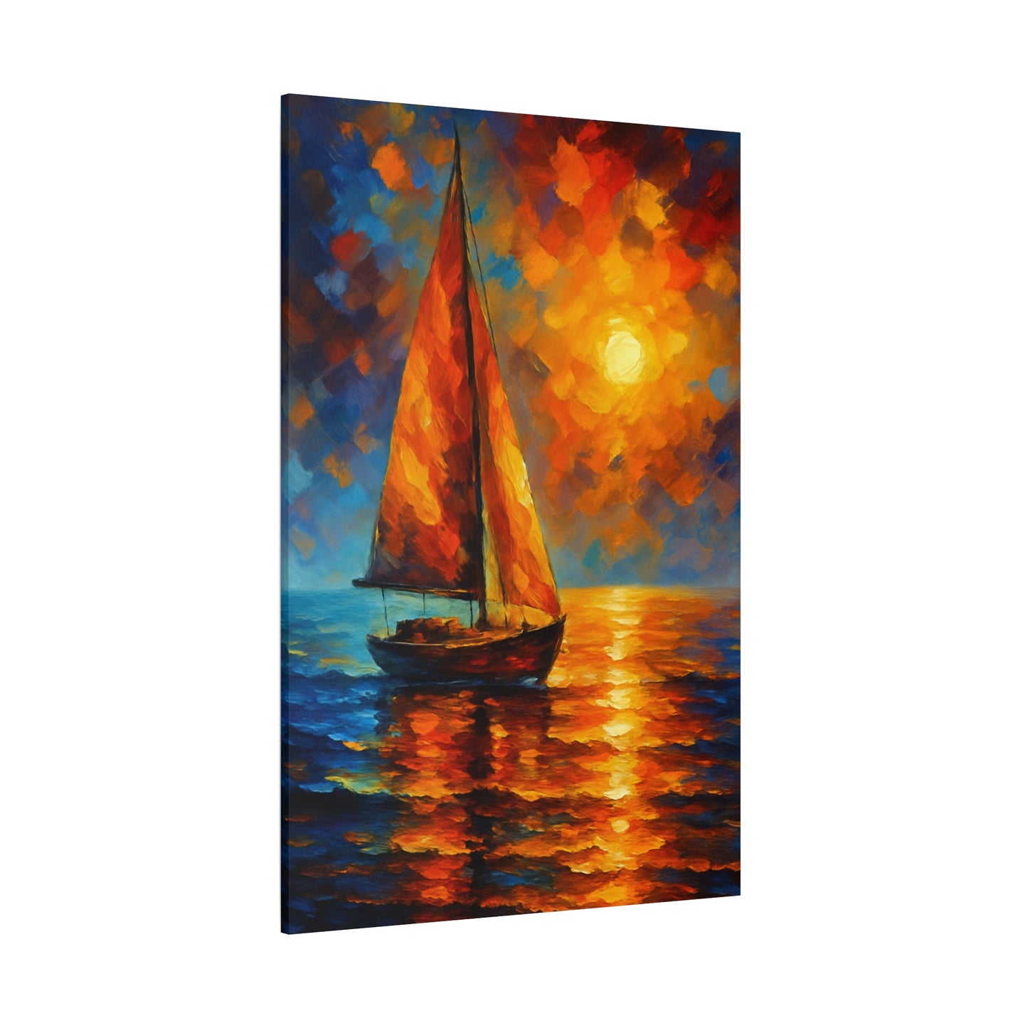Canvas Art Print, Nautical Wall Decor, Sailboat Painting, Ocean Sunset, Home Decoration, Coastal Art