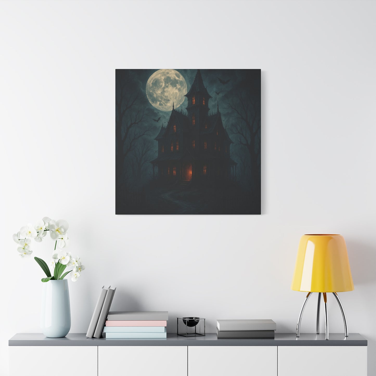Haunted House Canvas Art Print, Gothic Wall Decor, Spooky Home Decor, Halloween Artwork, Horror Theme Decoration