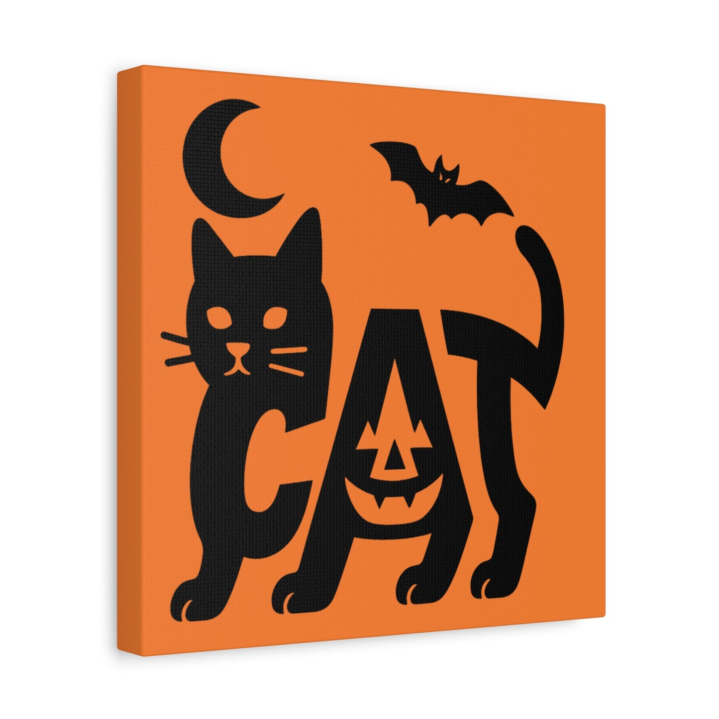 Halloween Cat Canvas Wall Art, Spooky Home Decor, Autumn Accent, Cat Lover Gift, Seasonal Wall Decor, Pumpkin Design