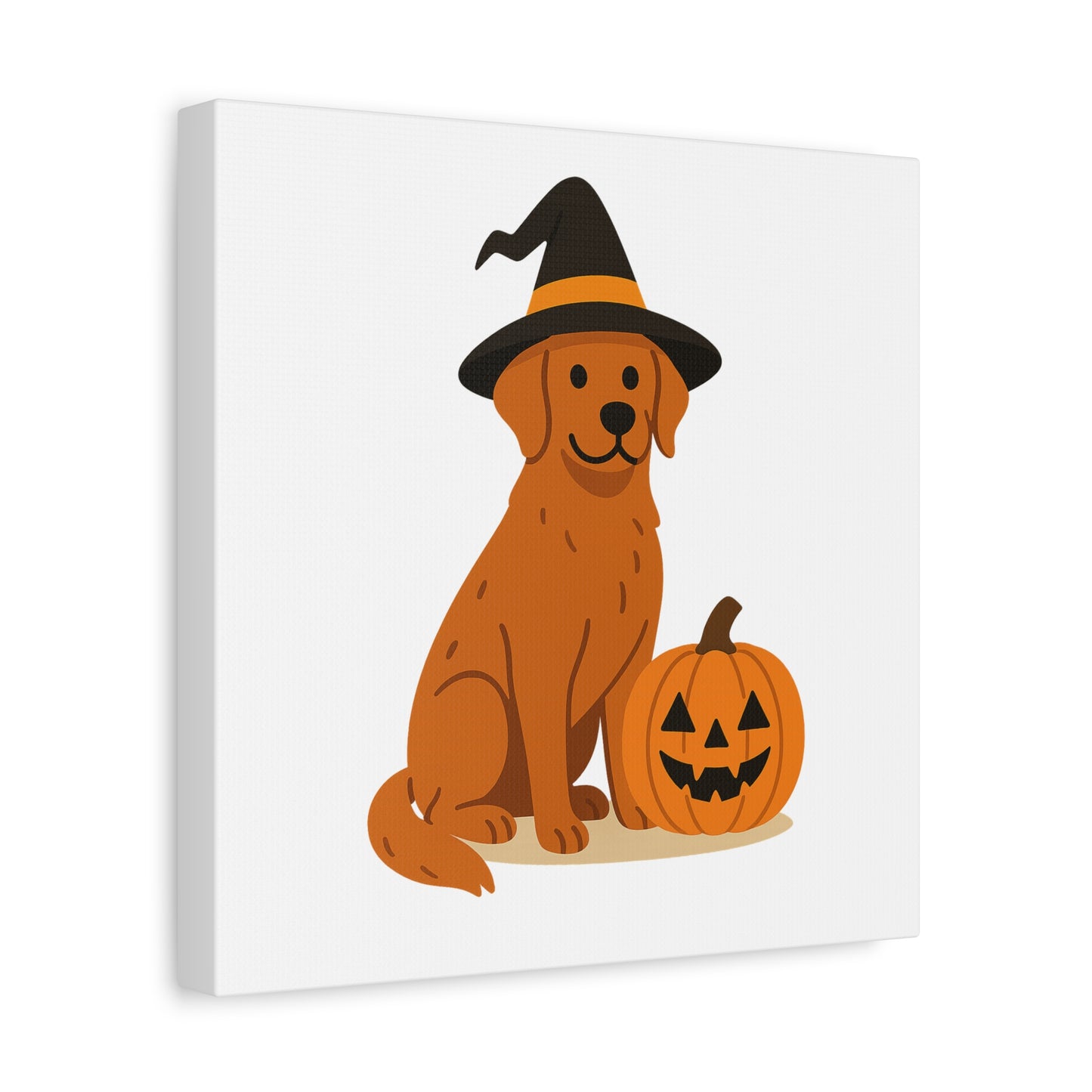 Halloween Dog Canvas Wall Art, Cute Golden Retriever with Pumpkin Decor, Pet Lover Gift, Autumn Home Decoration, Trick or Treat Wall Art