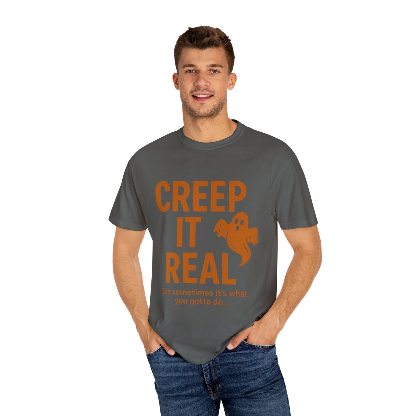 Creep It Real Unisex T-Shirt - Fun Halloween Apparel, Ghost Graphic Tee, Casual Style, Unique Gift for Friends, Halloween Party Outfit