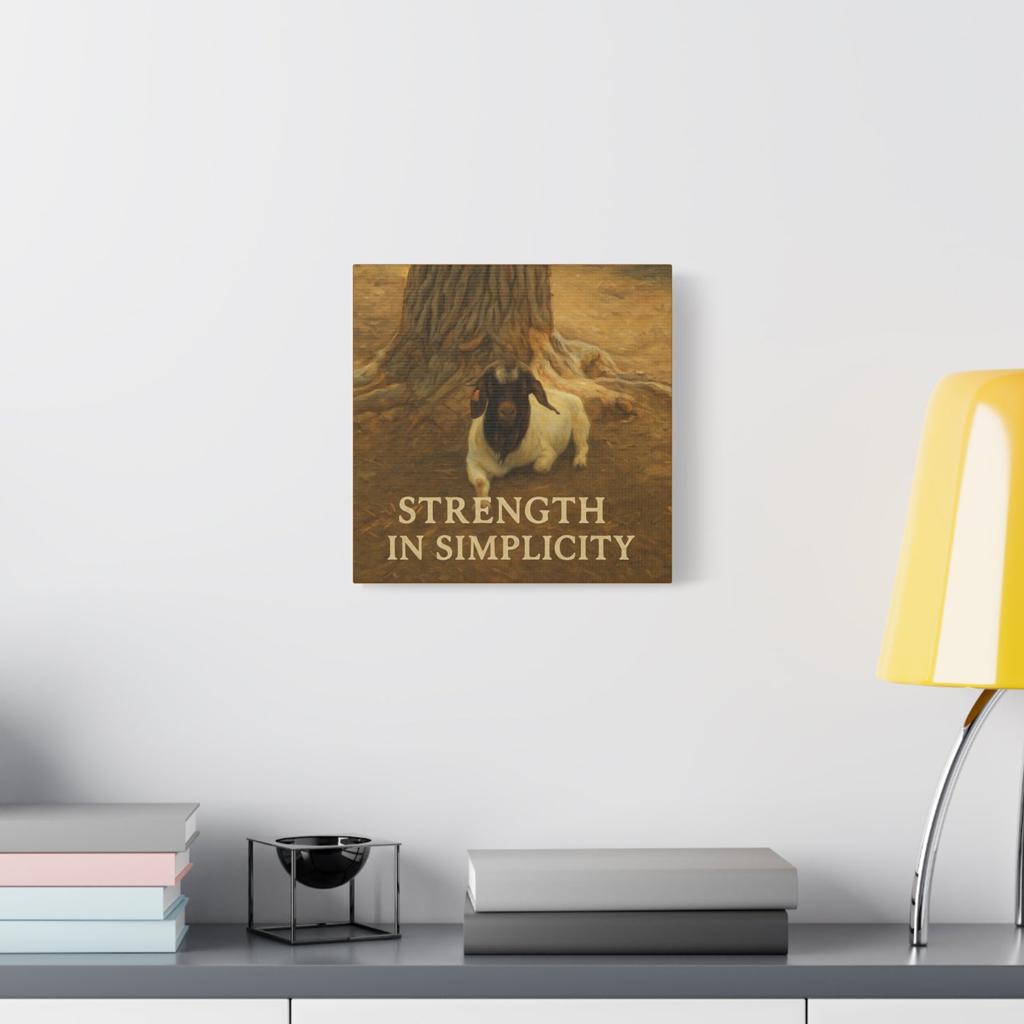 Rustic Goat Canvas Wall Art, Strength in Simplicity Decor, Farmhouse Style, Nature Lovers Gift, Art for Home