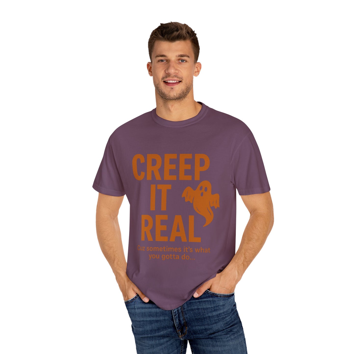 Creep It Real Unisex T-Shirt - Fun Halloween Apparel, Ghost Graphic Tee, Casual Style, Unique Gift for Friends, Halloween Party Outfit