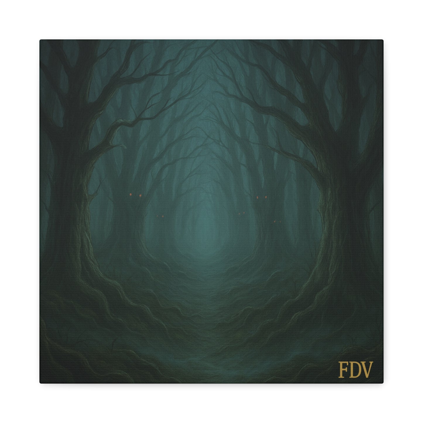 Eerie Forest Canvas Art, Spooky Home Decor, Dark Wall Hanging, Halloween Wall Art, Unique Gift for Nature Lovers, Gothic Decor