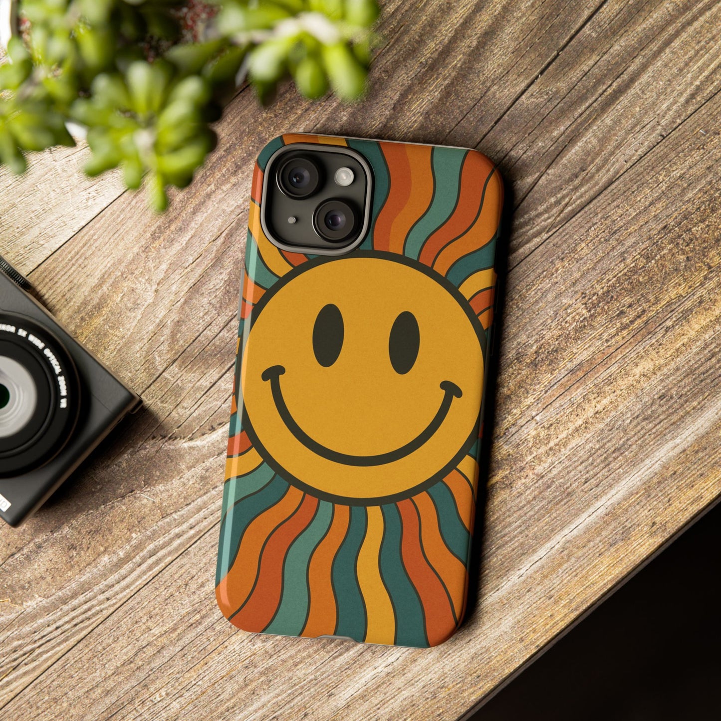 Colorful Smiley Phone Case, Retro Vibe Phone Cover, Cute Gift for Kids and Adults, Fun Protector for Everyday Use, Eco-Friendly Merchandise