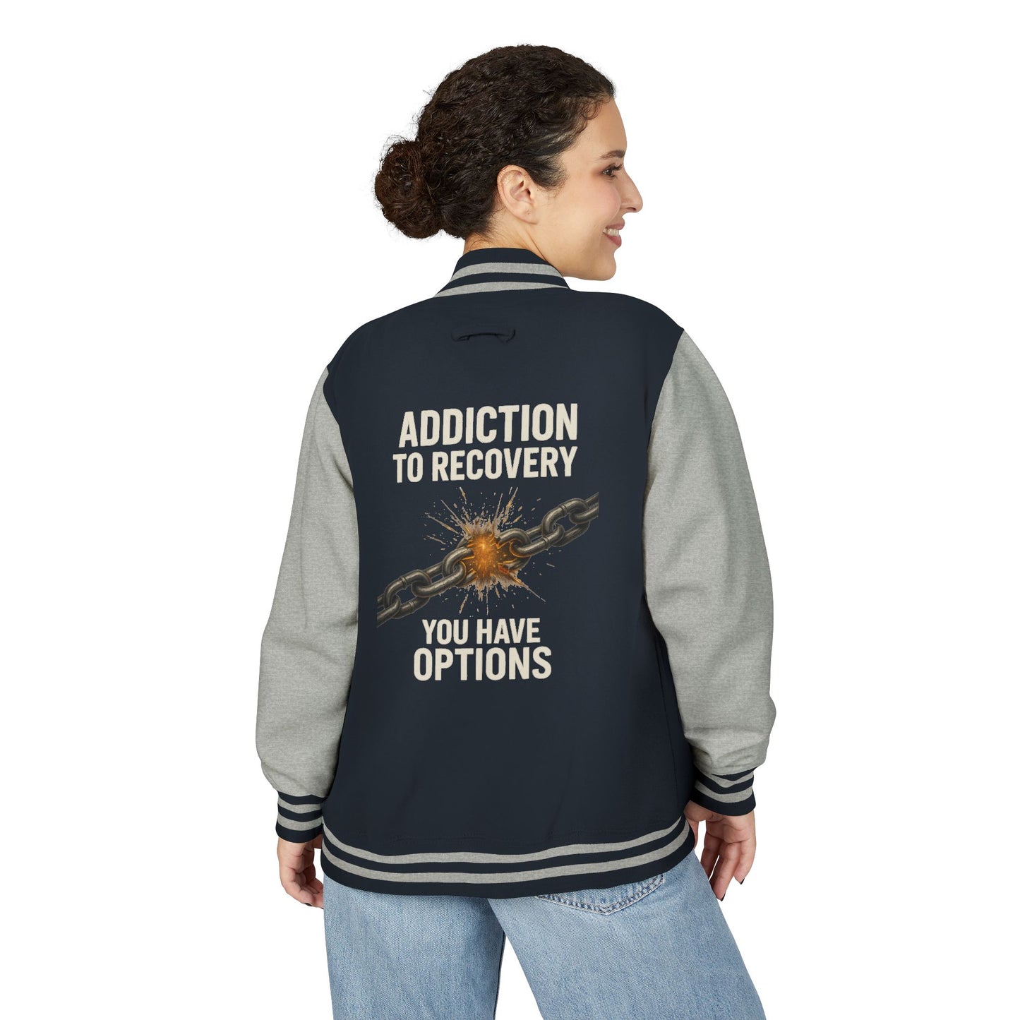 Unisex Heavyweight Letterman Jacket - Vintage Style, Perfect Gift for Recovery and Motivation, Casual Wear, Sports Jacket, College Style