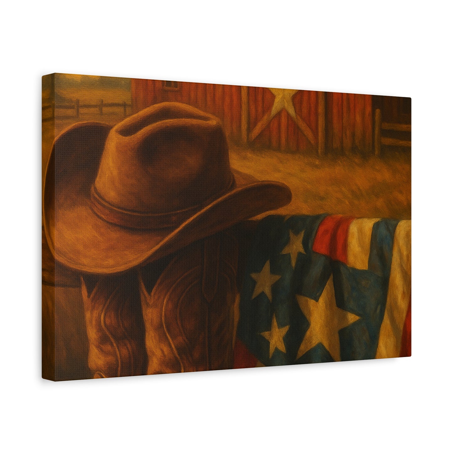 Rustic Canvas Art Print, Western Decor, Cowboy Hat and Boots, Americana Wall Art, Perfect Gift for Country Lovers