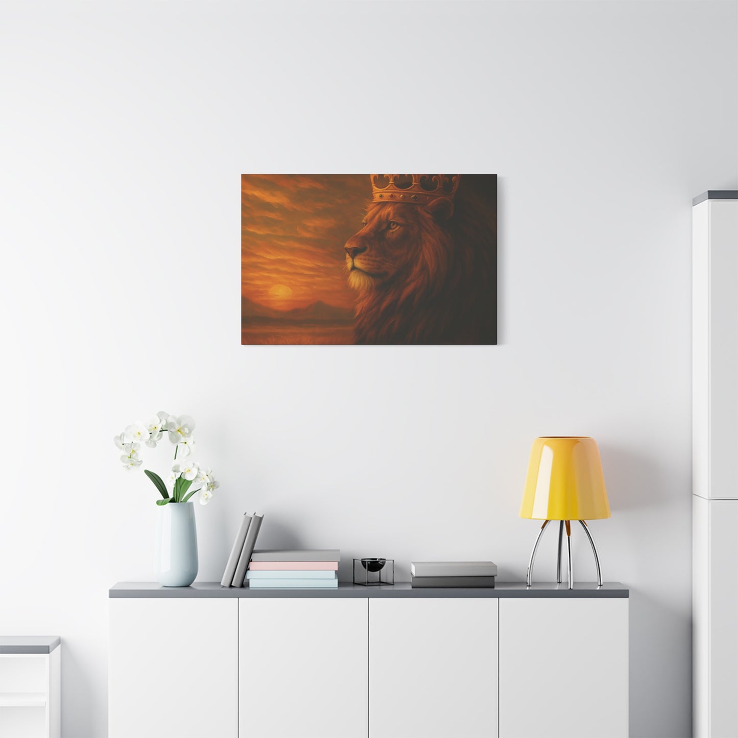 Majestic Lion Canvas Print, Animal Wall Art, Home Decor, Crowned Lion Artwork, Gift for Animal Lovers, Safari Themed Room