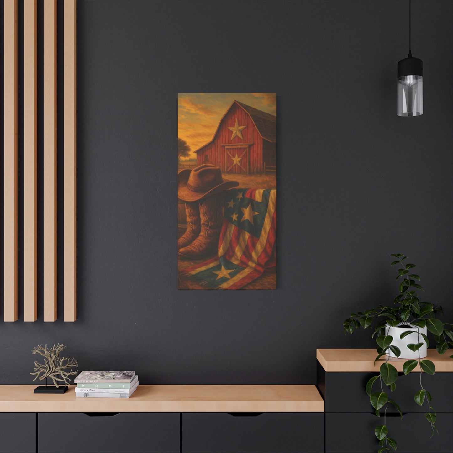 Rustic Canvas Art Print, Western Decor, Cowboy Hat and Boots, Americana Wall Art, Perfect Gift for Country Lovers