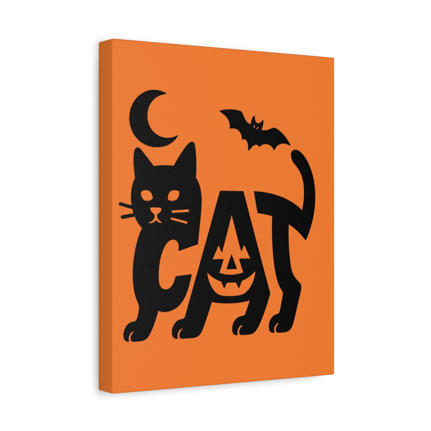 Halloween Cat Canvas Wall Art, Spooky Home Decor, Autumn Accent, Cat Lover Gift, Seasonal Wall Decor, Pumpkin Design