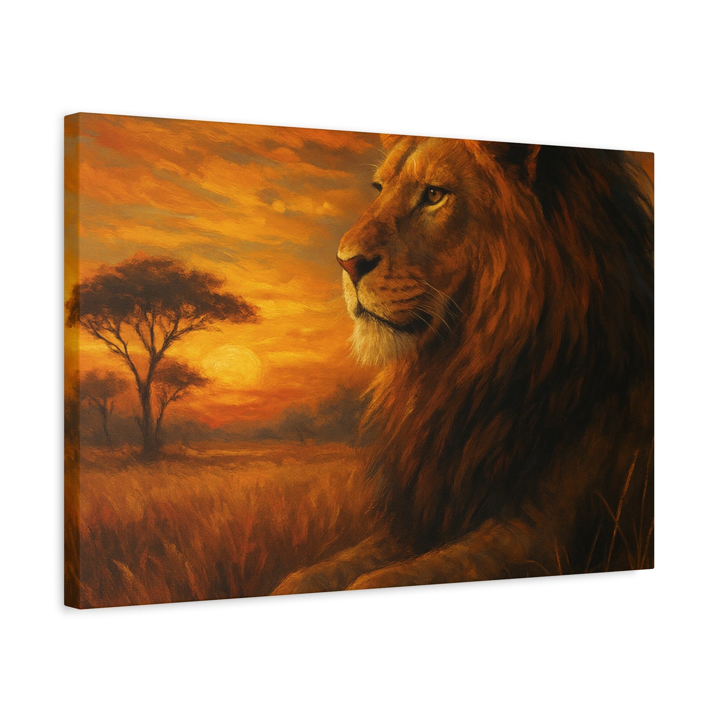 King of the Savanna - Lion Sunset Canvas
