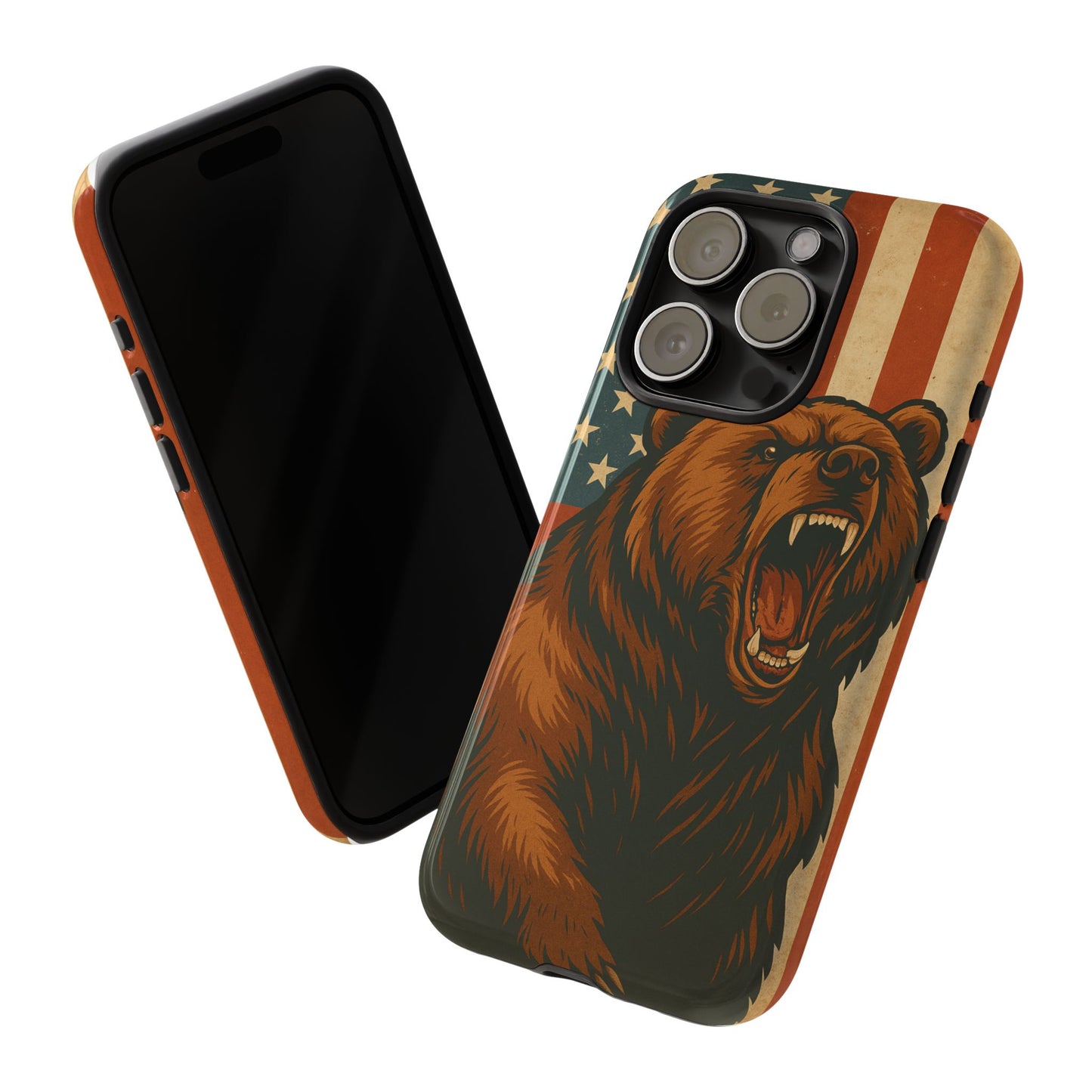 Tough Cases - Patriotic Bear Phone Case, Custom Phone Cover, Strong Protective Case, USA Flag Design, Gift for Outdoors Lovers