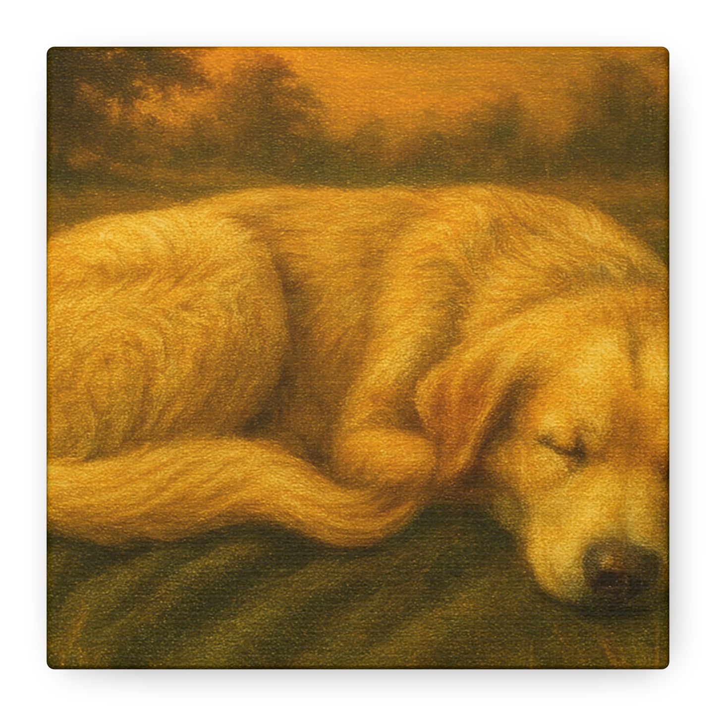 Golden Retriever Art Canvas Print, Dog Lovers Decor, Warm Home Wall Art, Gift for Pet Owners, Relaxing Pet Artwork