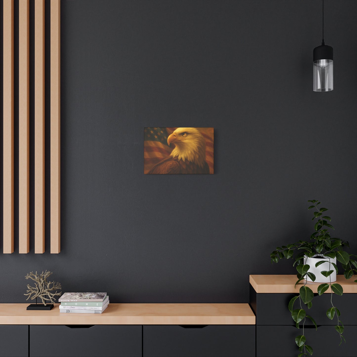 Patriotic Eagle Canvas Wall Art - American Flag Decor, Home Office, Gift for Veterans, National Holidays, Wall Decor