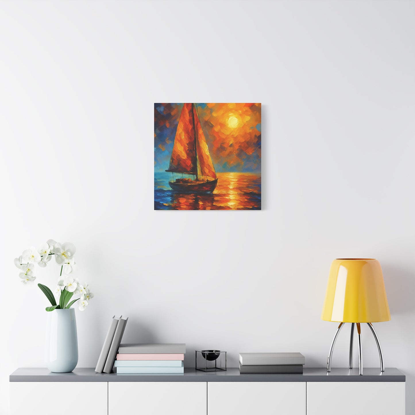 Canvas Art Print, Nautical Wall Decor, Sailboat Painting, Ocean Sunset, Home Decoration, Coastal Art