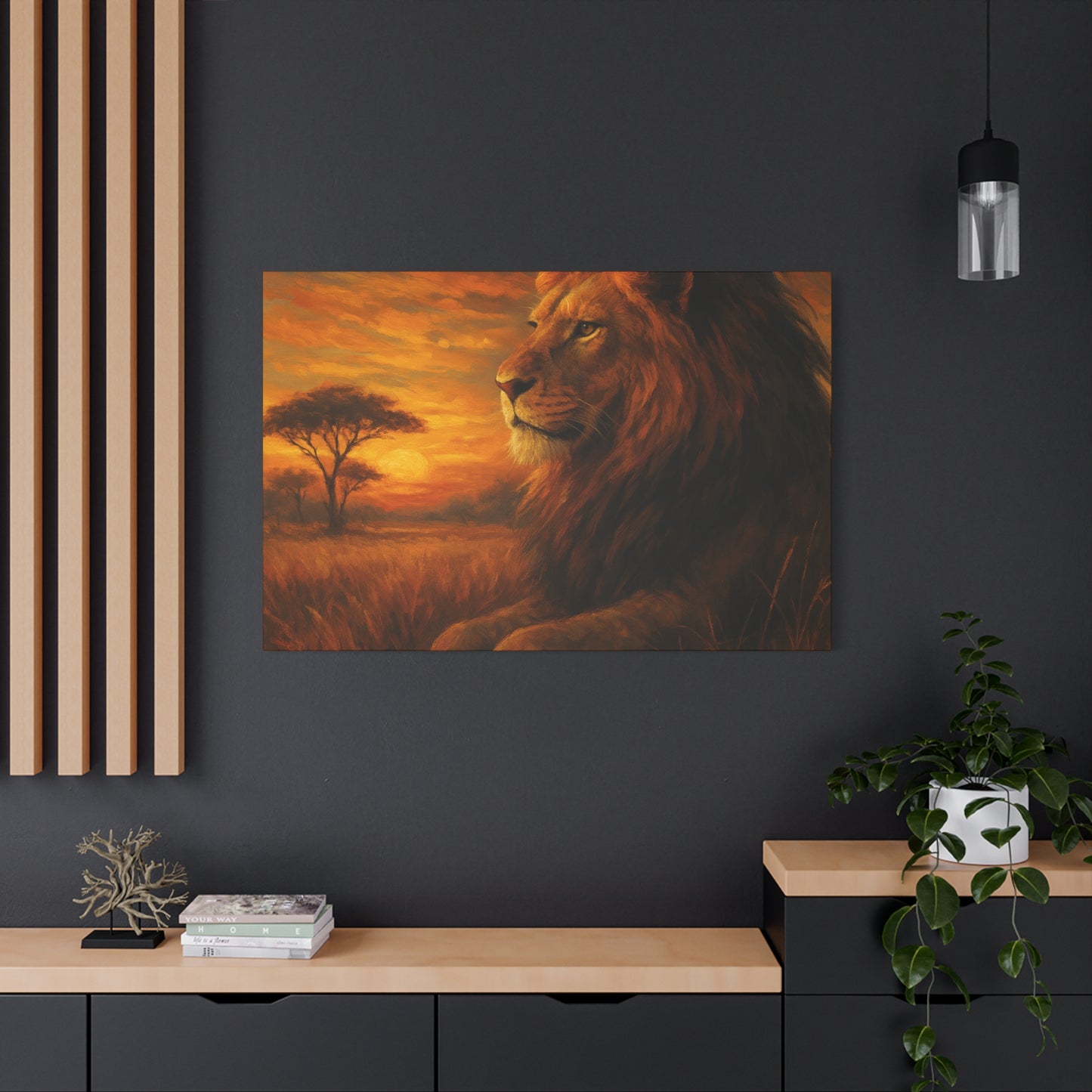 King of the Savanna - Lion Sunset Canvas