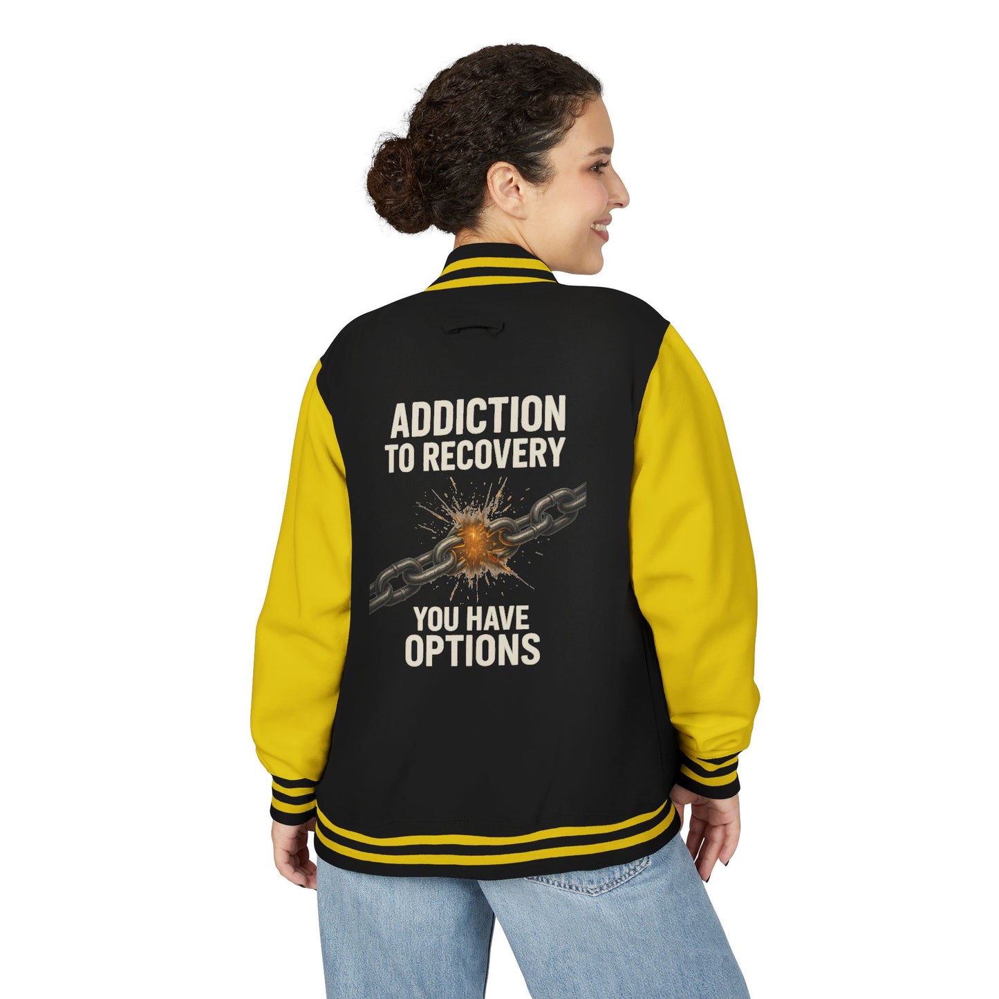 Unisex Heavyweight Letterman Jacket - Vintage Style, Perfect Gift for Recovery and Motivation, Casual Wear, Sports Jacket, College Style